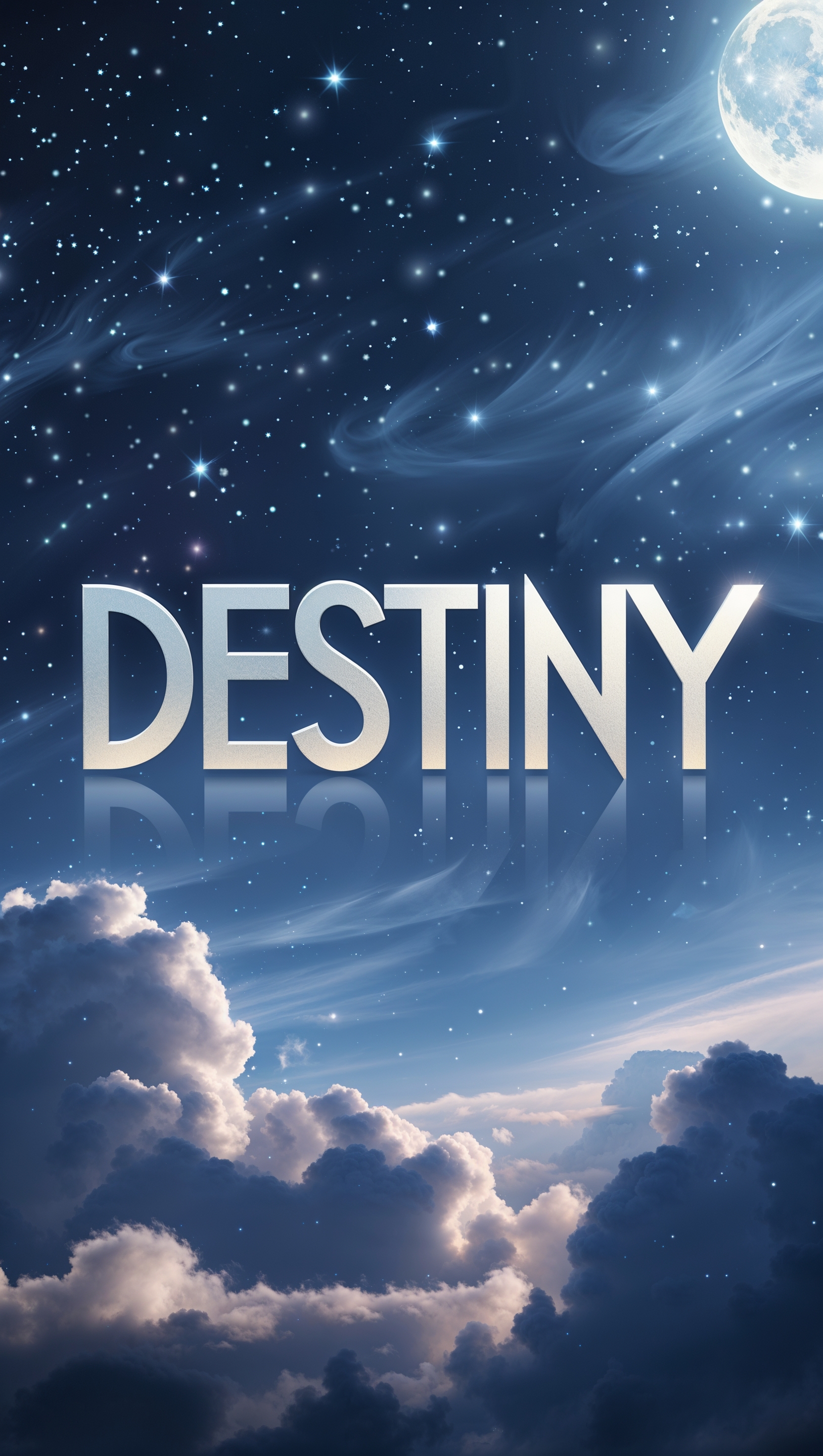 A starry sky with the word “Destiny” in the center
