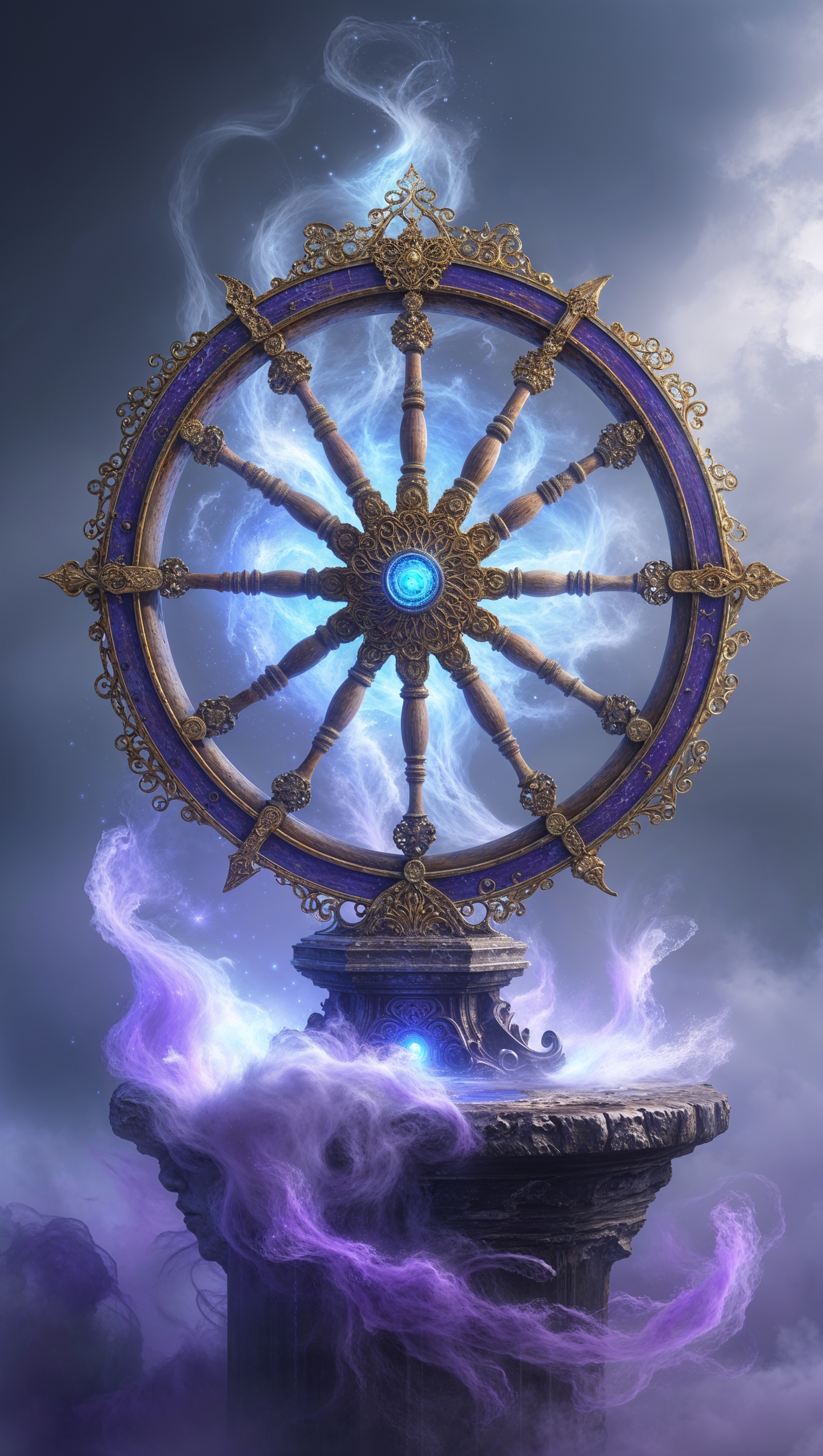 A spinning wheel of fate, symbol of unpredictable destiny