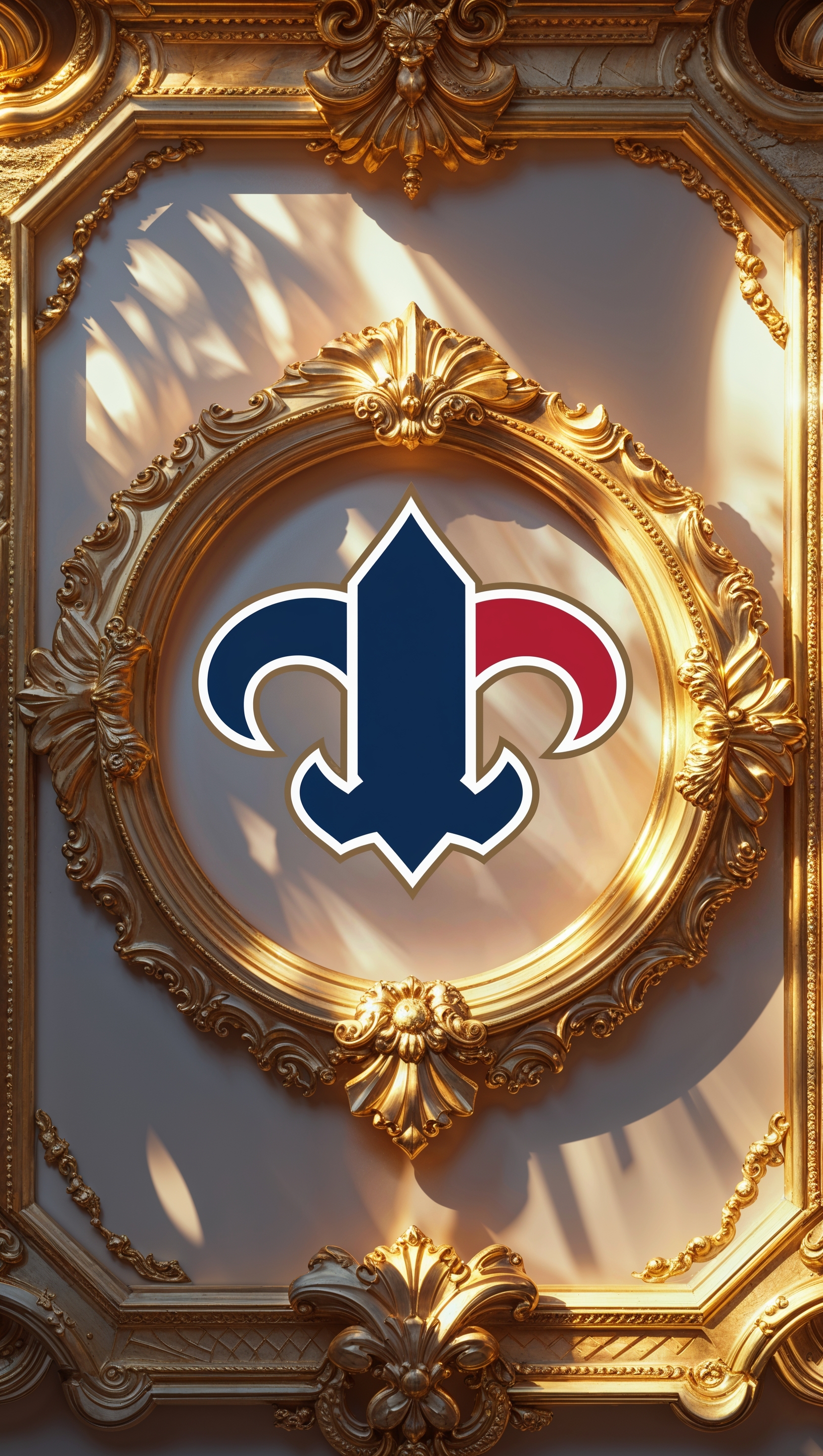 Team logo in a golden frame with light and shadow effects