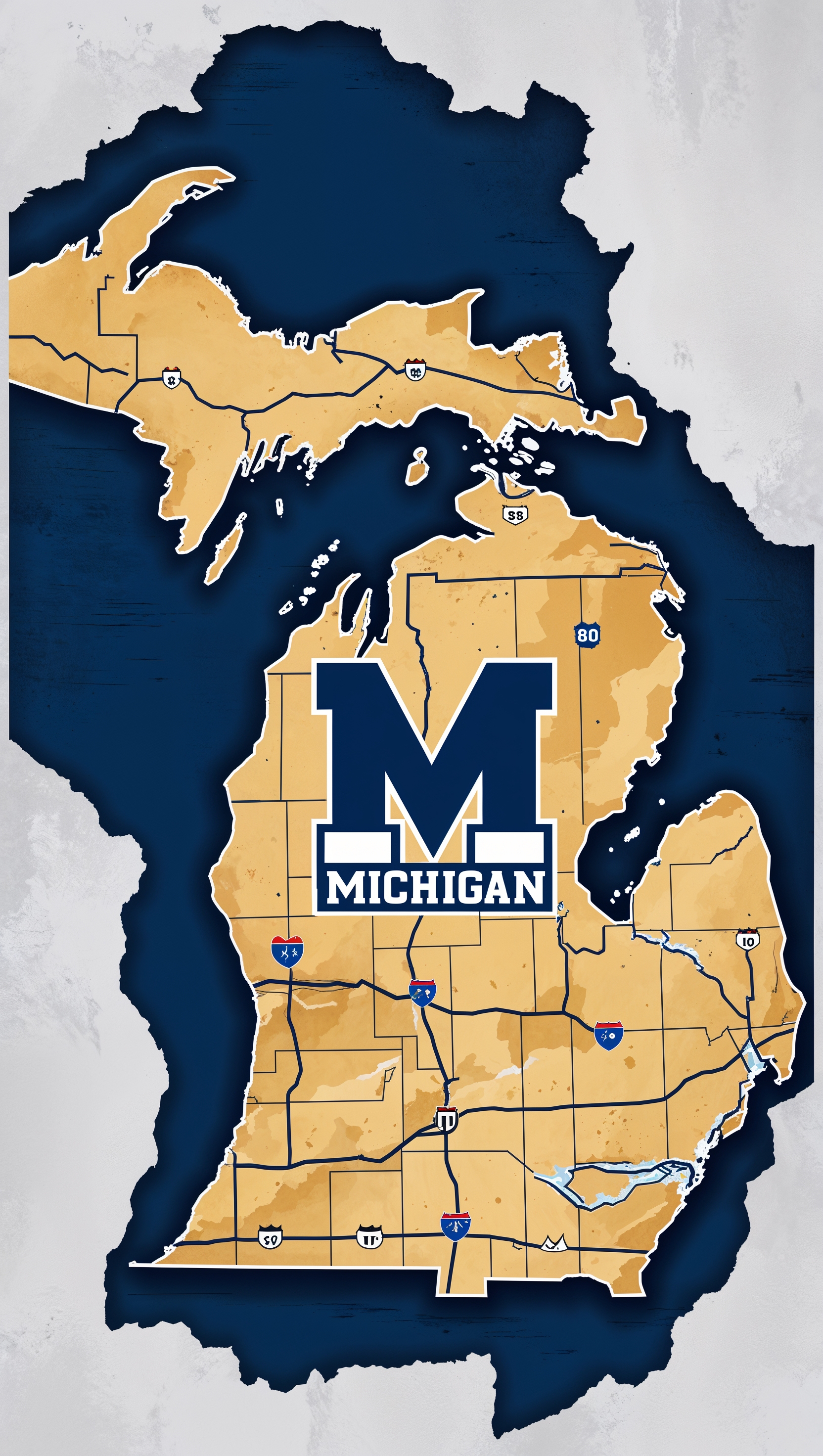 Team logo and name inside the map of Michigan