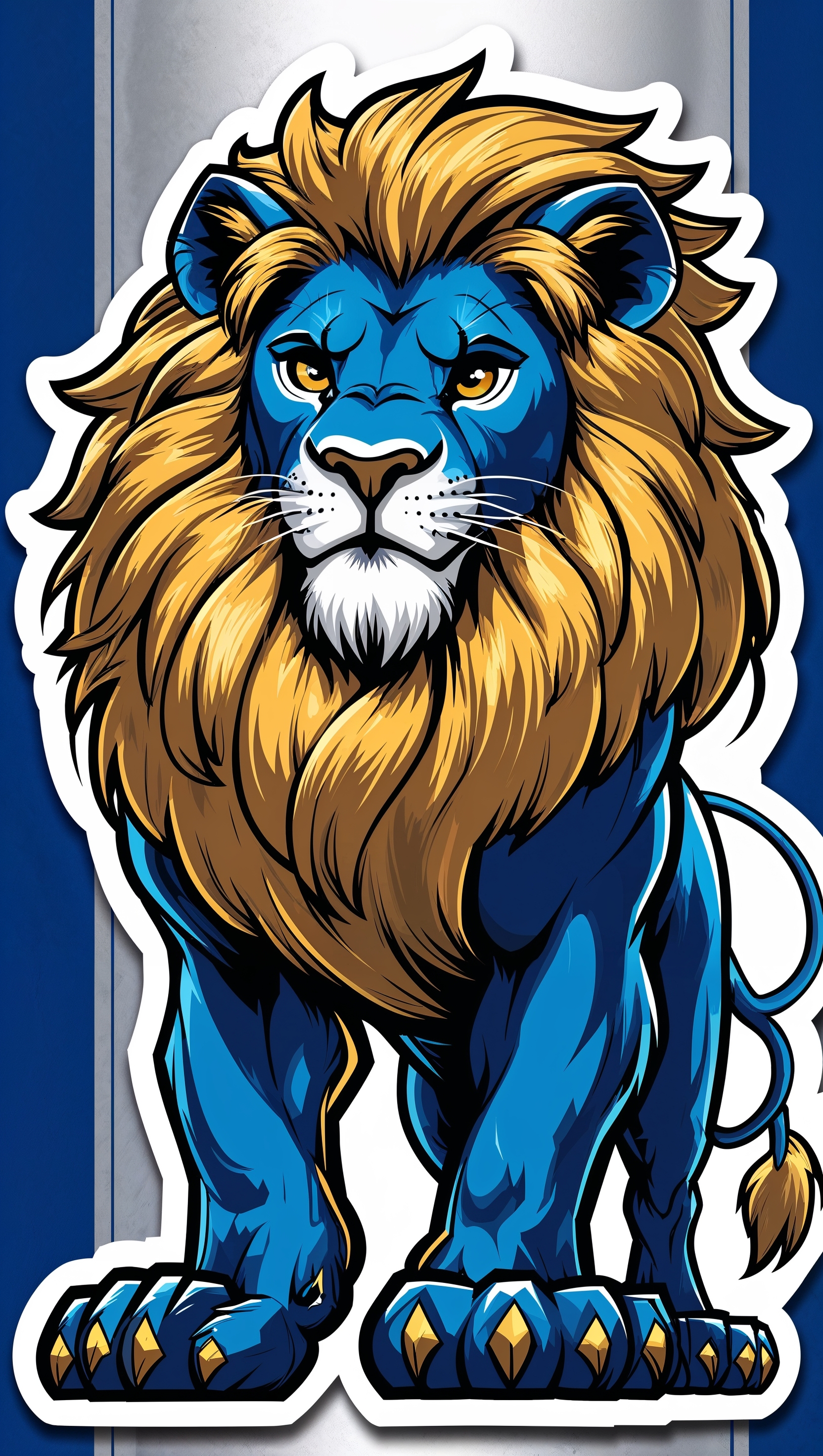 Cartoon sticker-style design of Detroit Lions lion