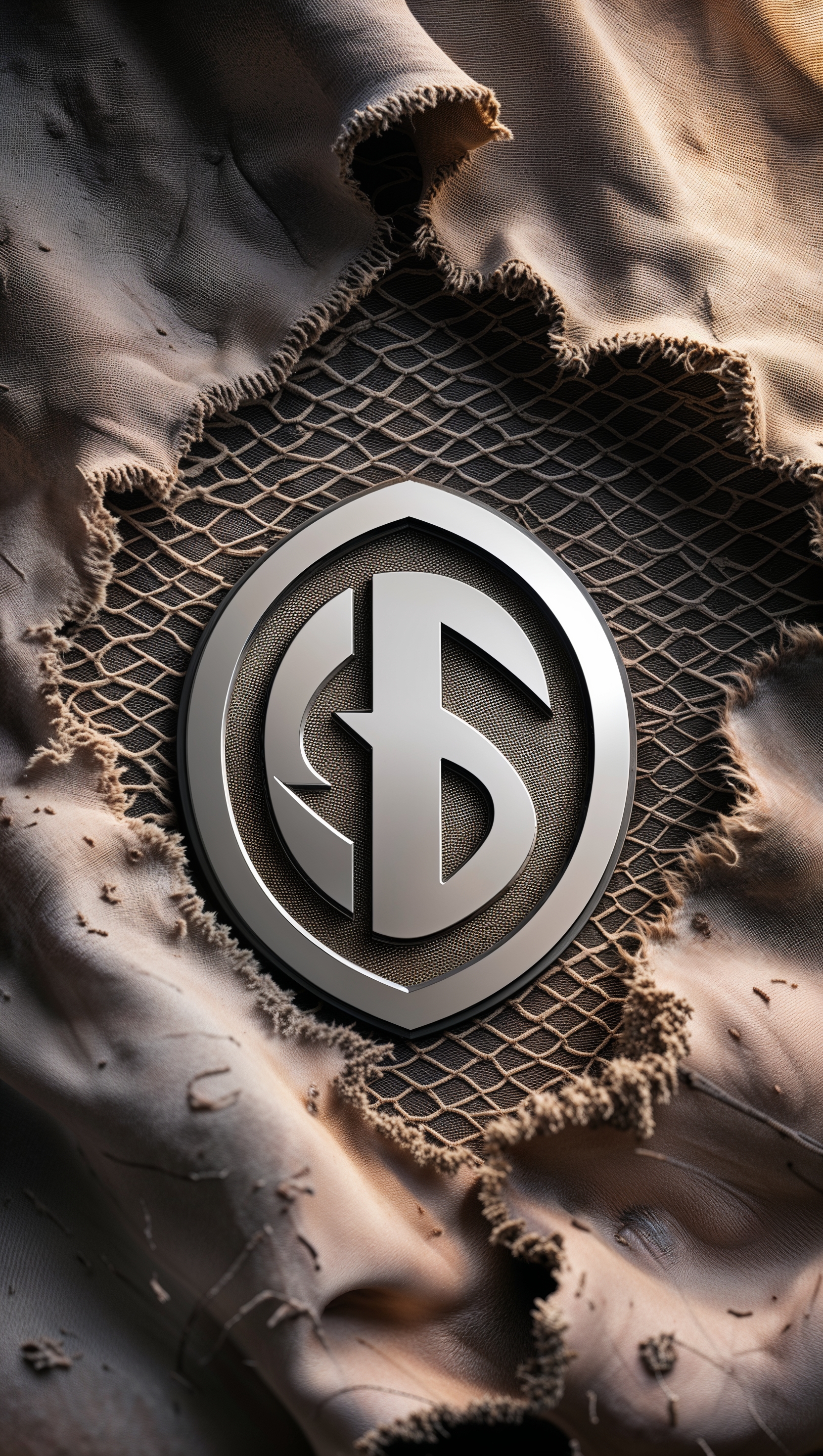 Logo on torn fabric with realistic texture effects