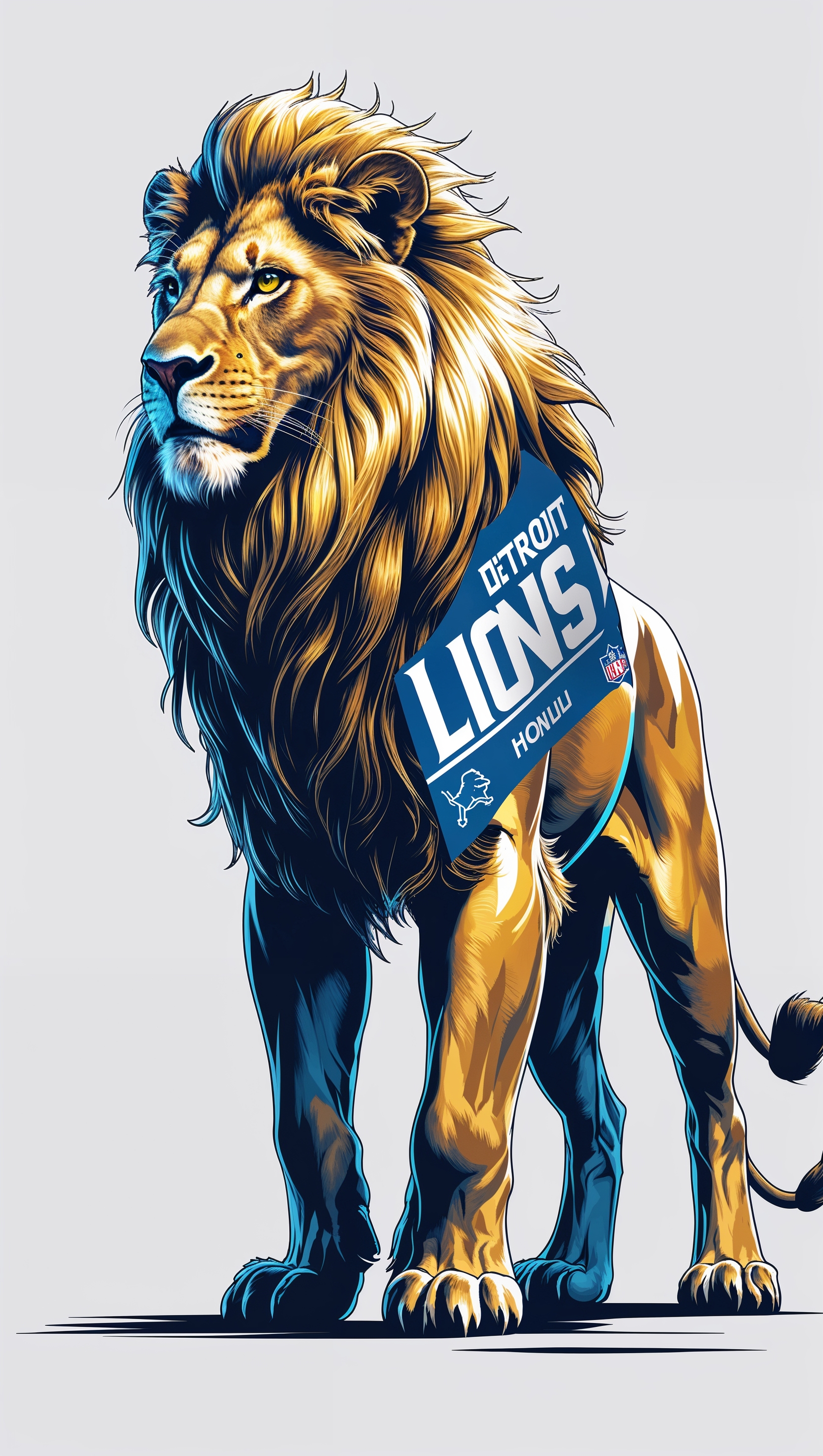 Graffiti-style artwork featuring the Detroit Lions logo