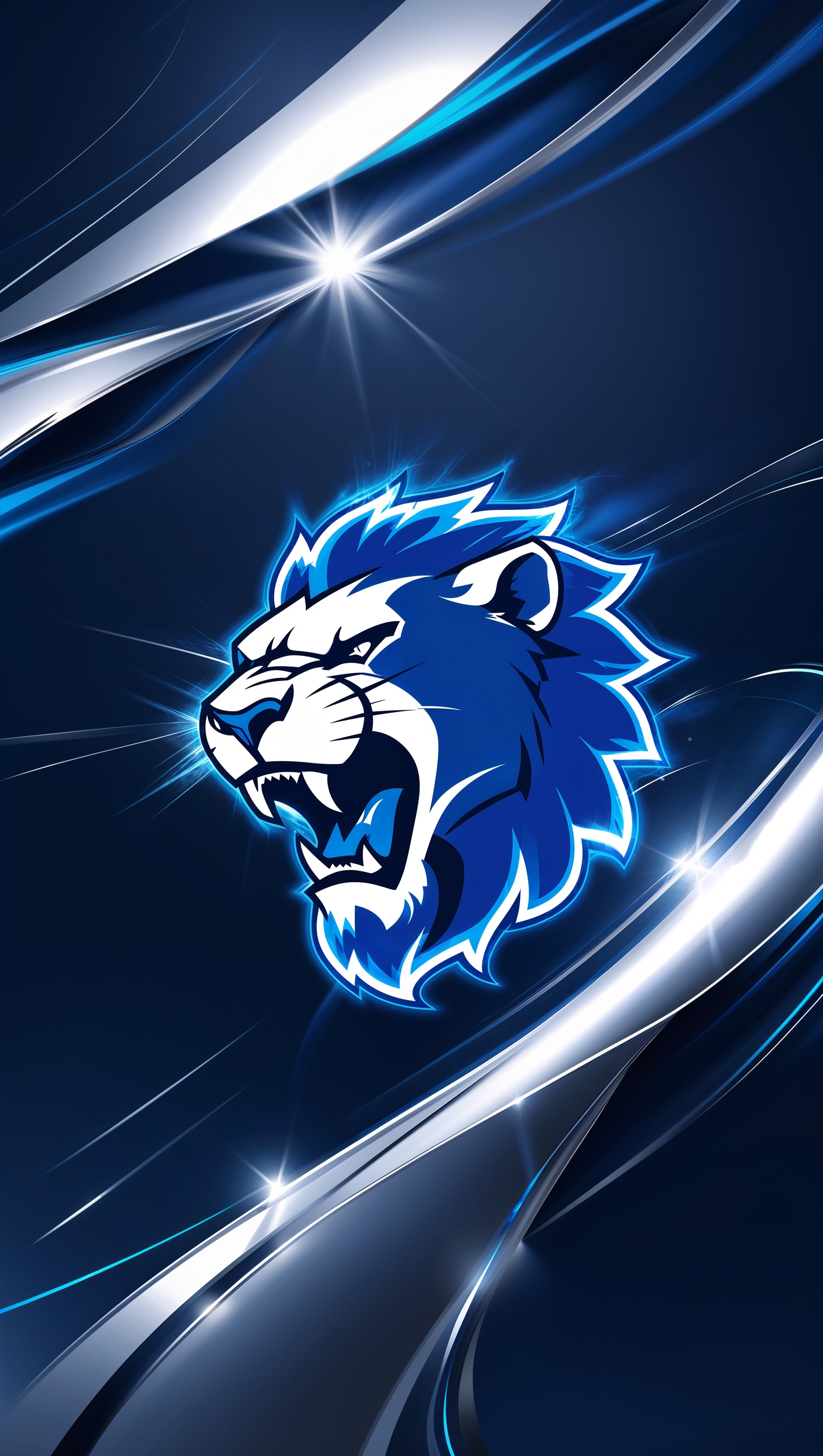 Vector illustration of a standing lion with Detroit Lions font