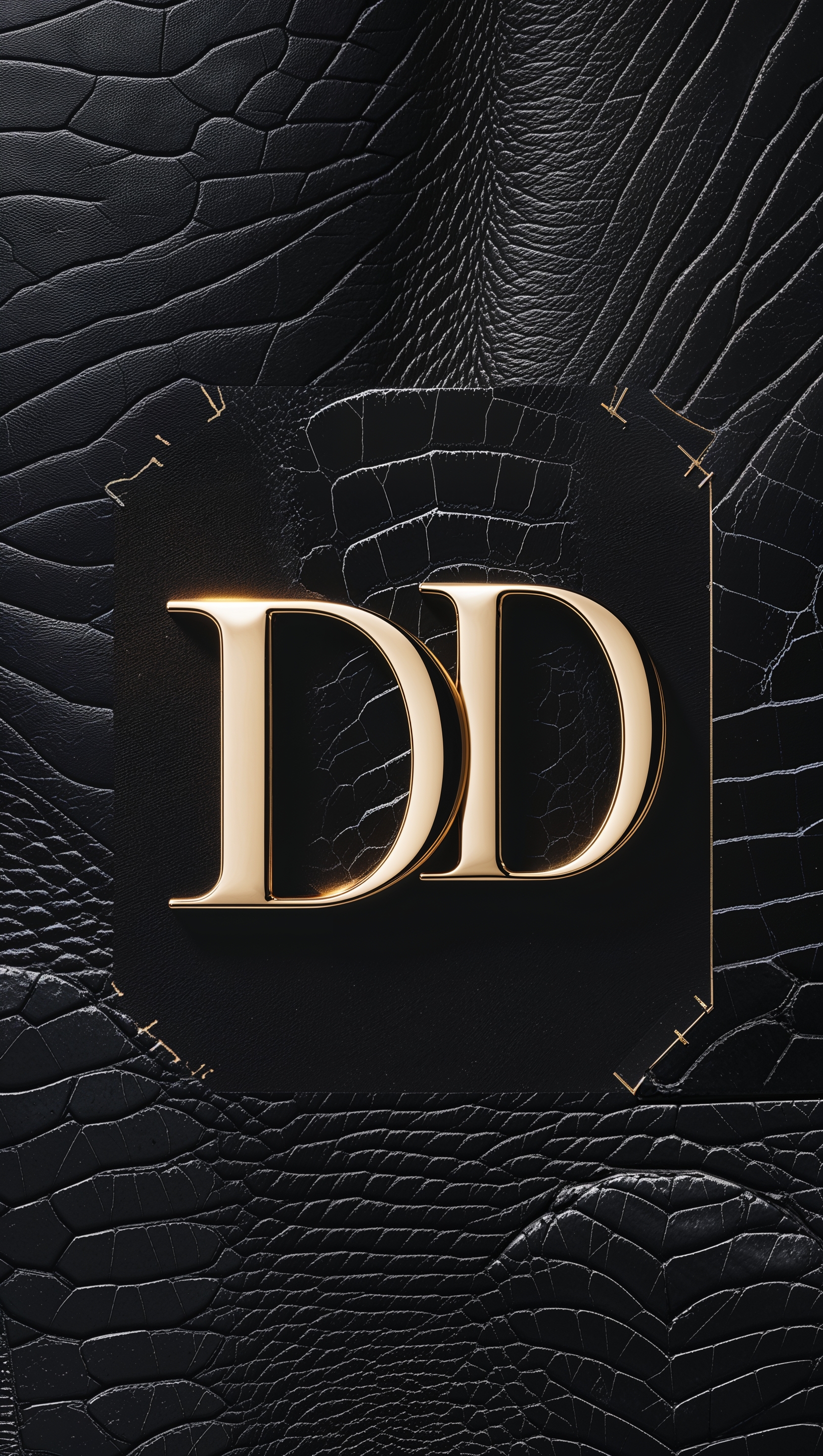 Classic Dior logo over black leather texture background