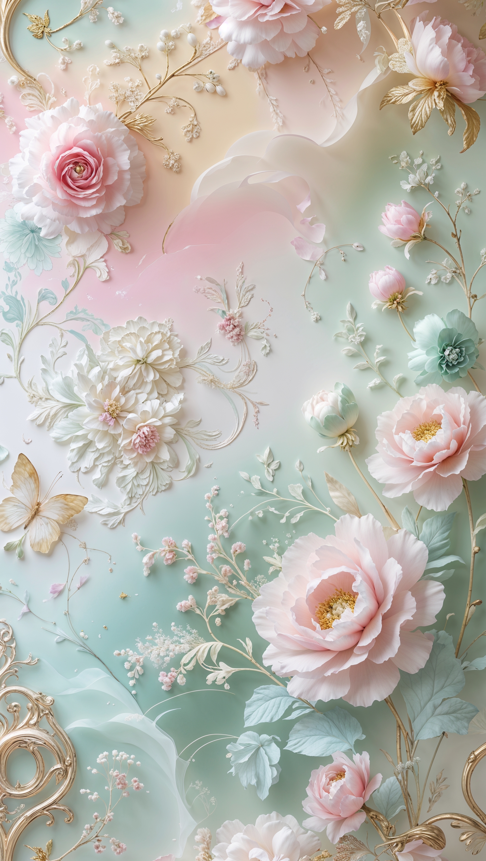 Fantasy Dior wallpaper with pastel colors and soft gradients