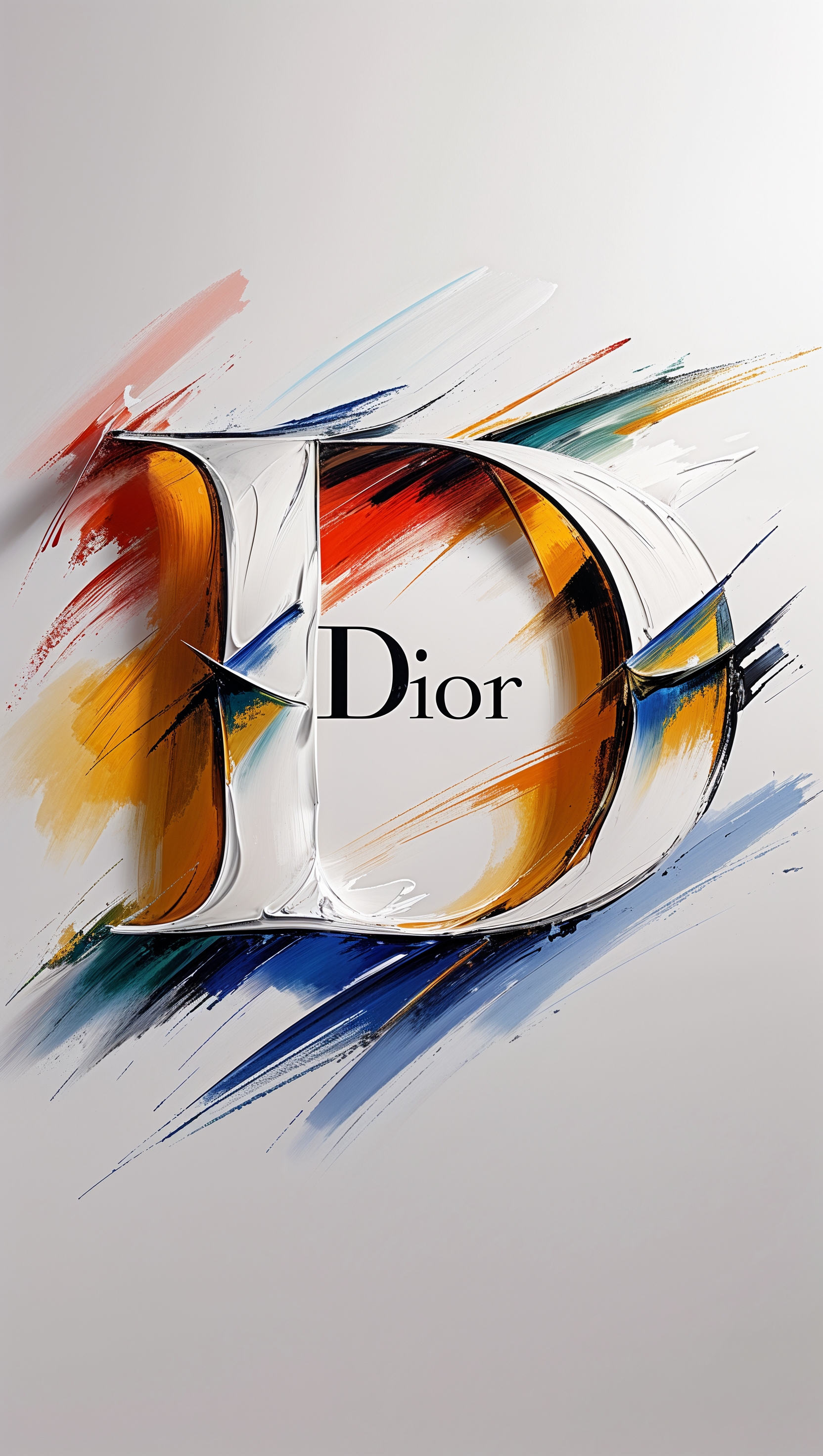 Dior logo in artistic hand-painted brushstroke style