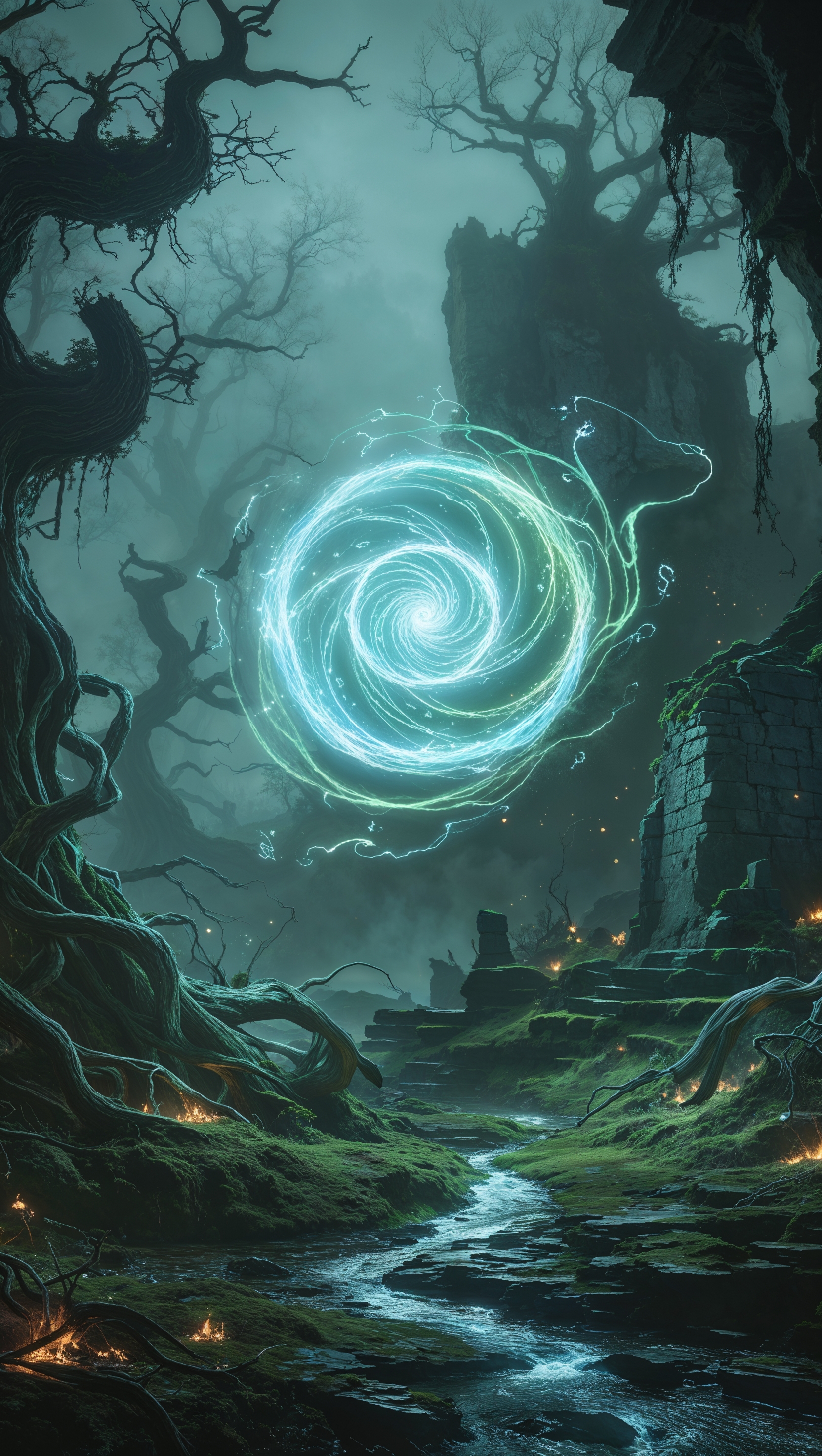 Magical portal opening in Lands Between, Elden Ring aesthetic