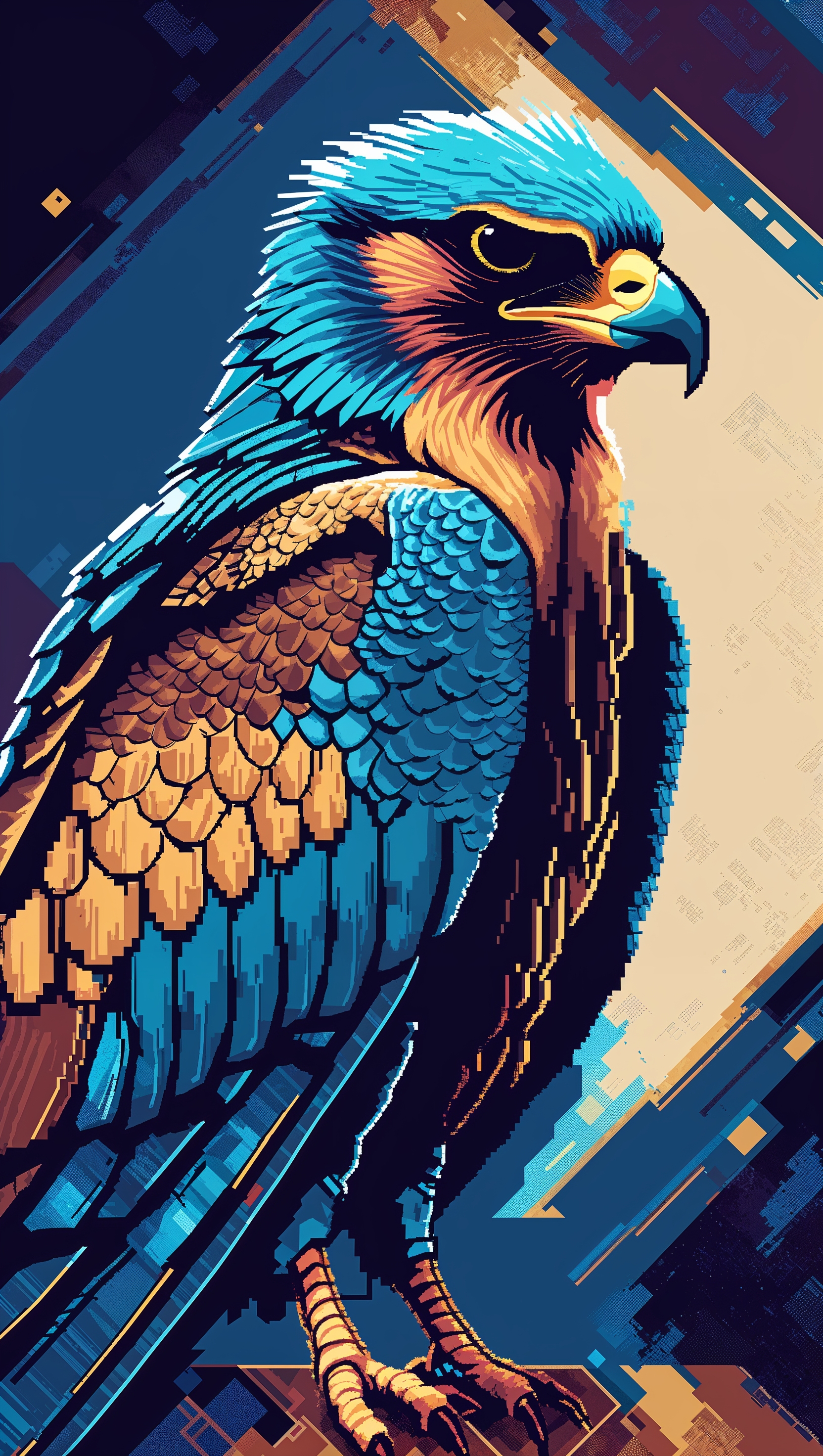 Pixel art falcon, inspired by video games
