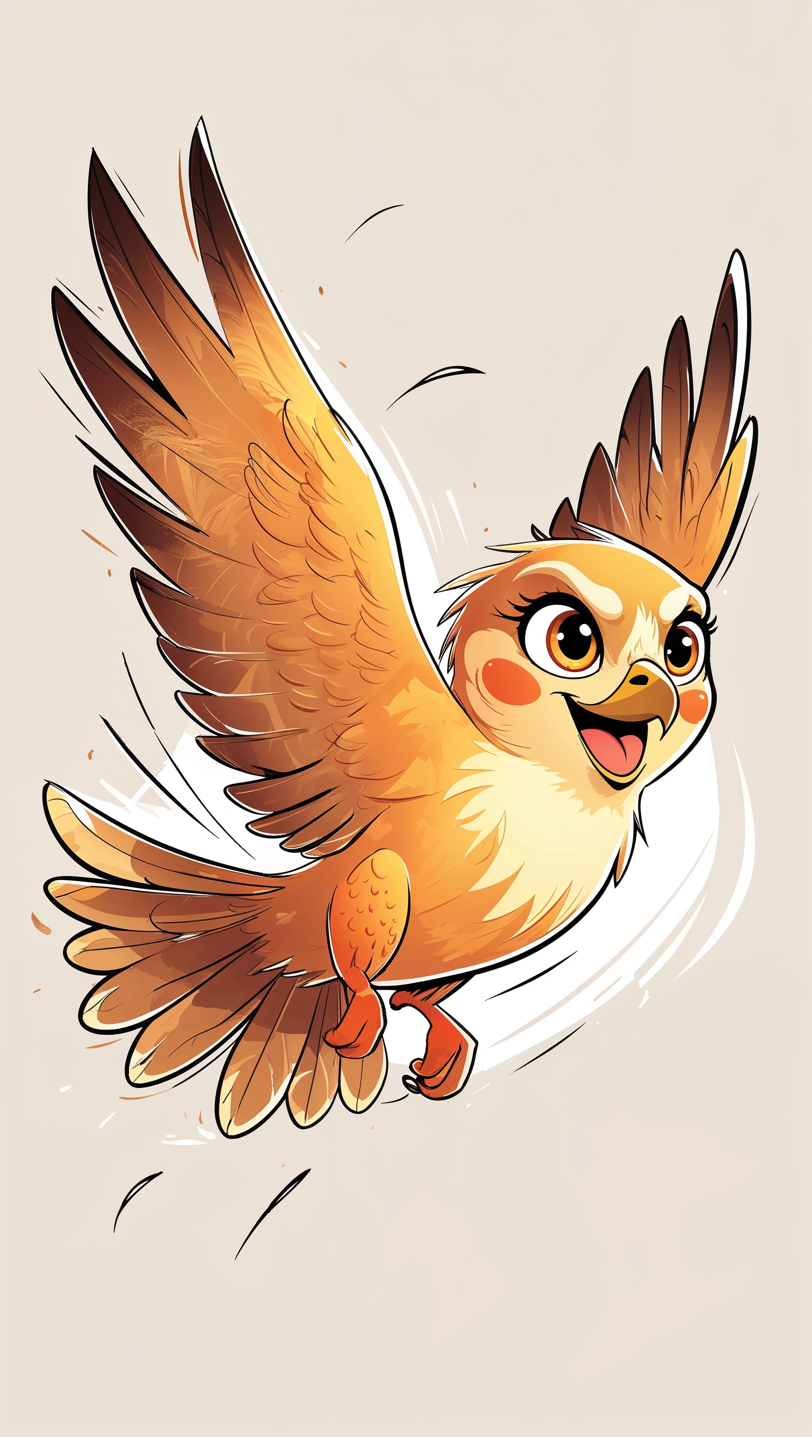 Cartoon-style smiling falcon