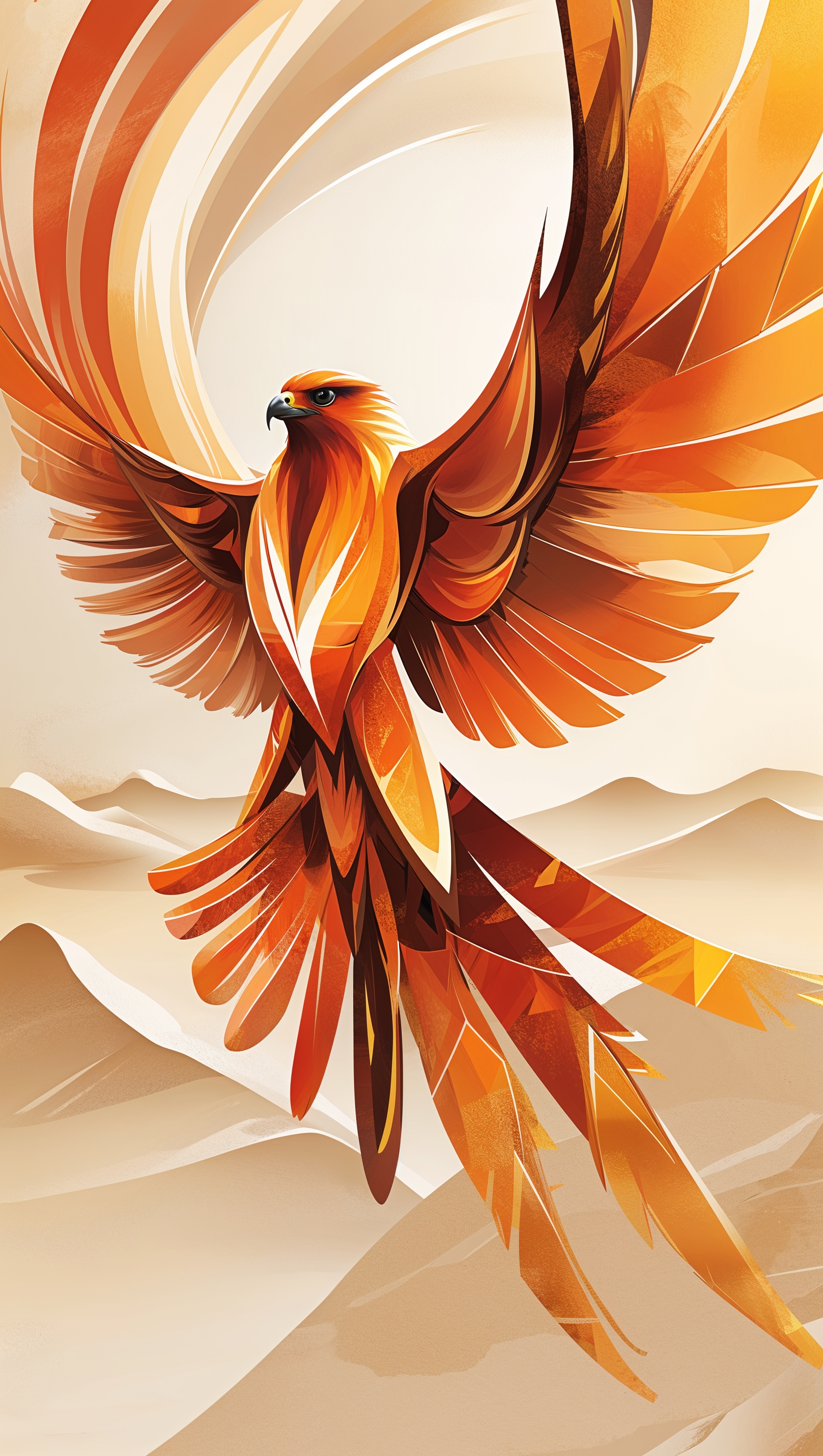Abstract falcon in warm colors