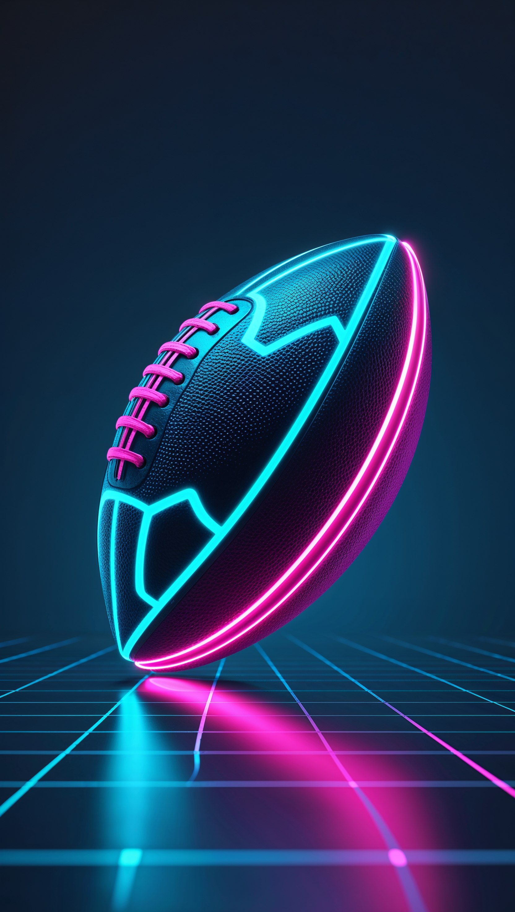 Graphic fusion of logo and football with neon light