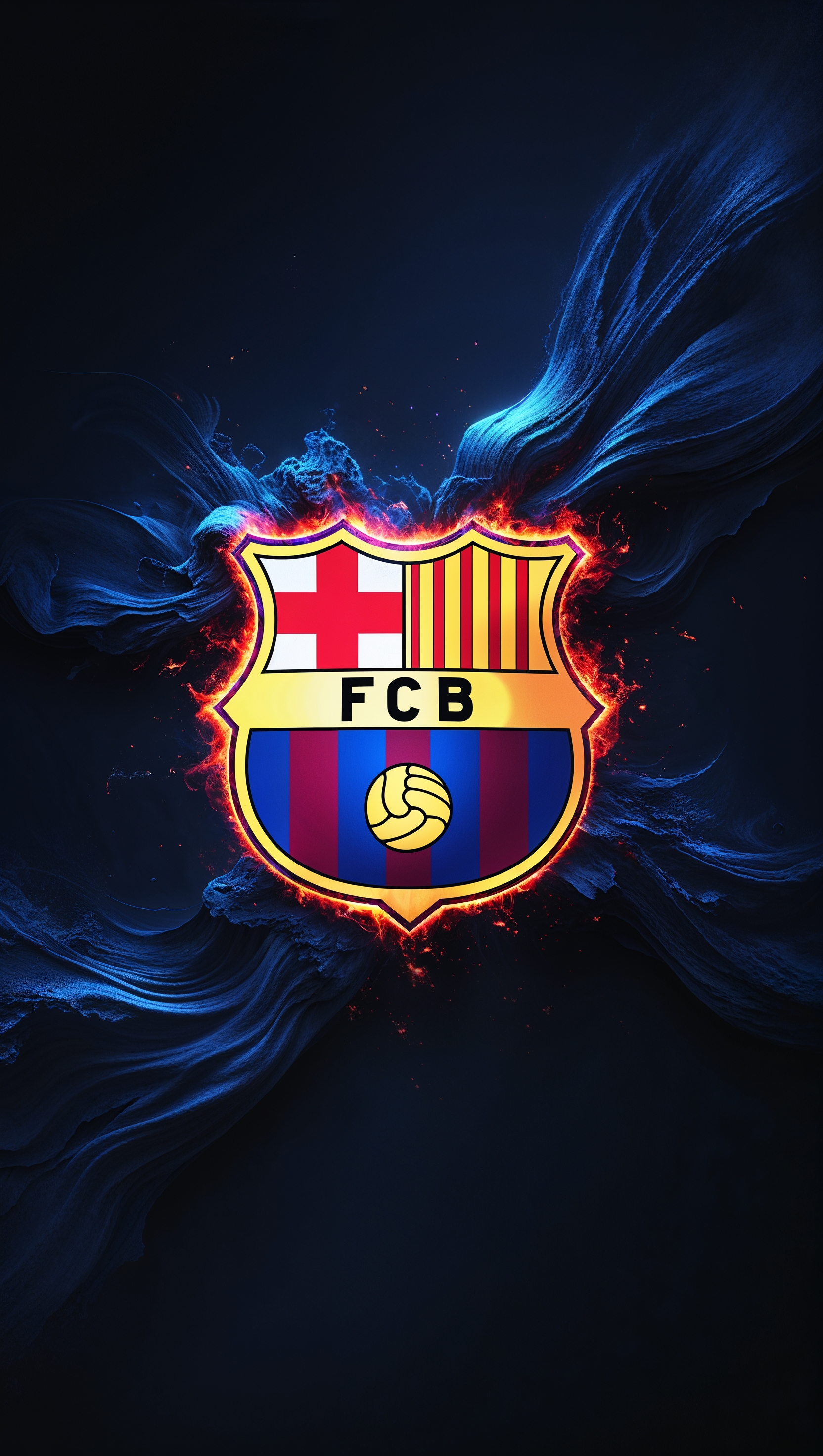 Dark background with glowing Barça logo