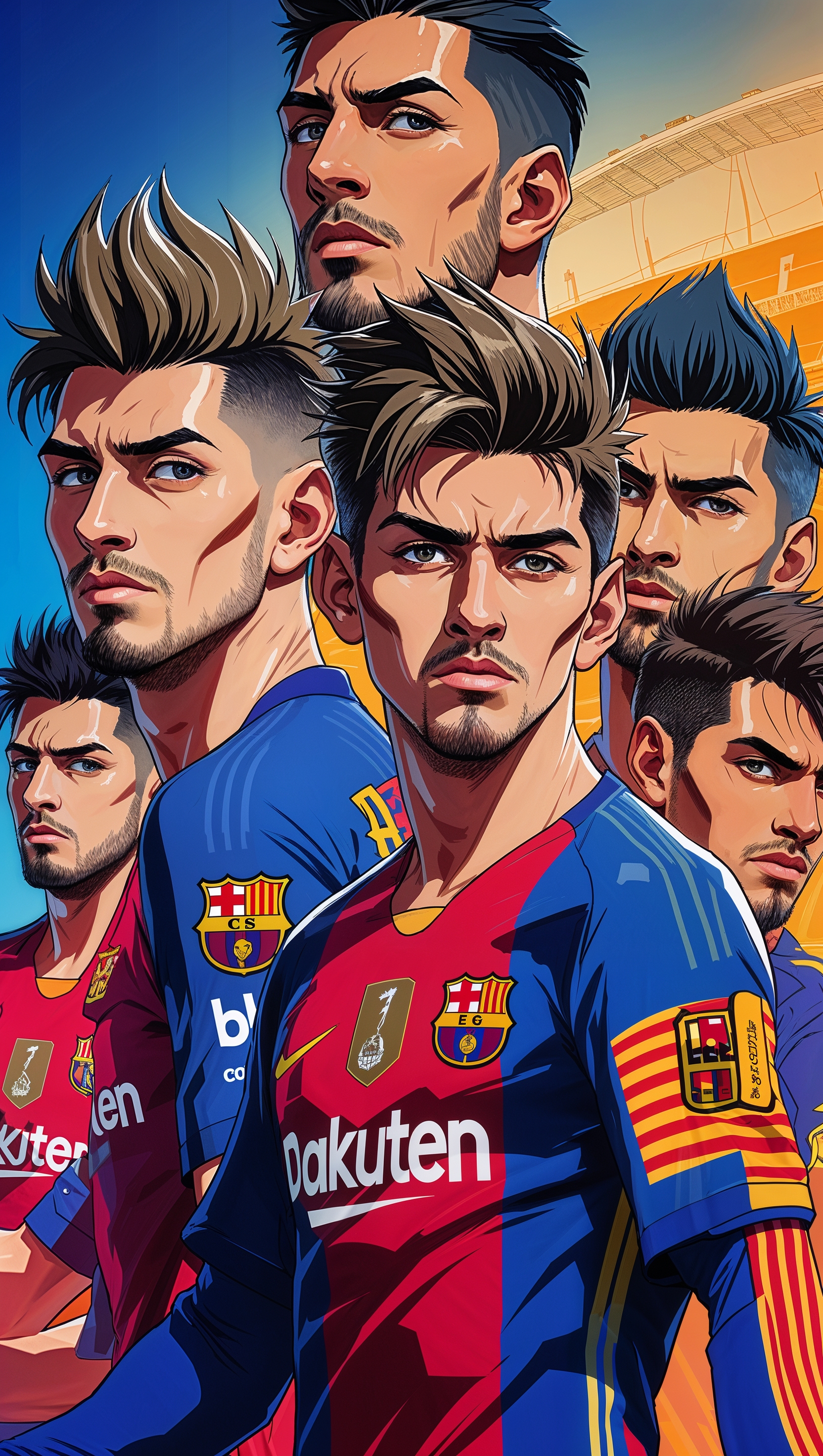 Barça players in Japanese anime style