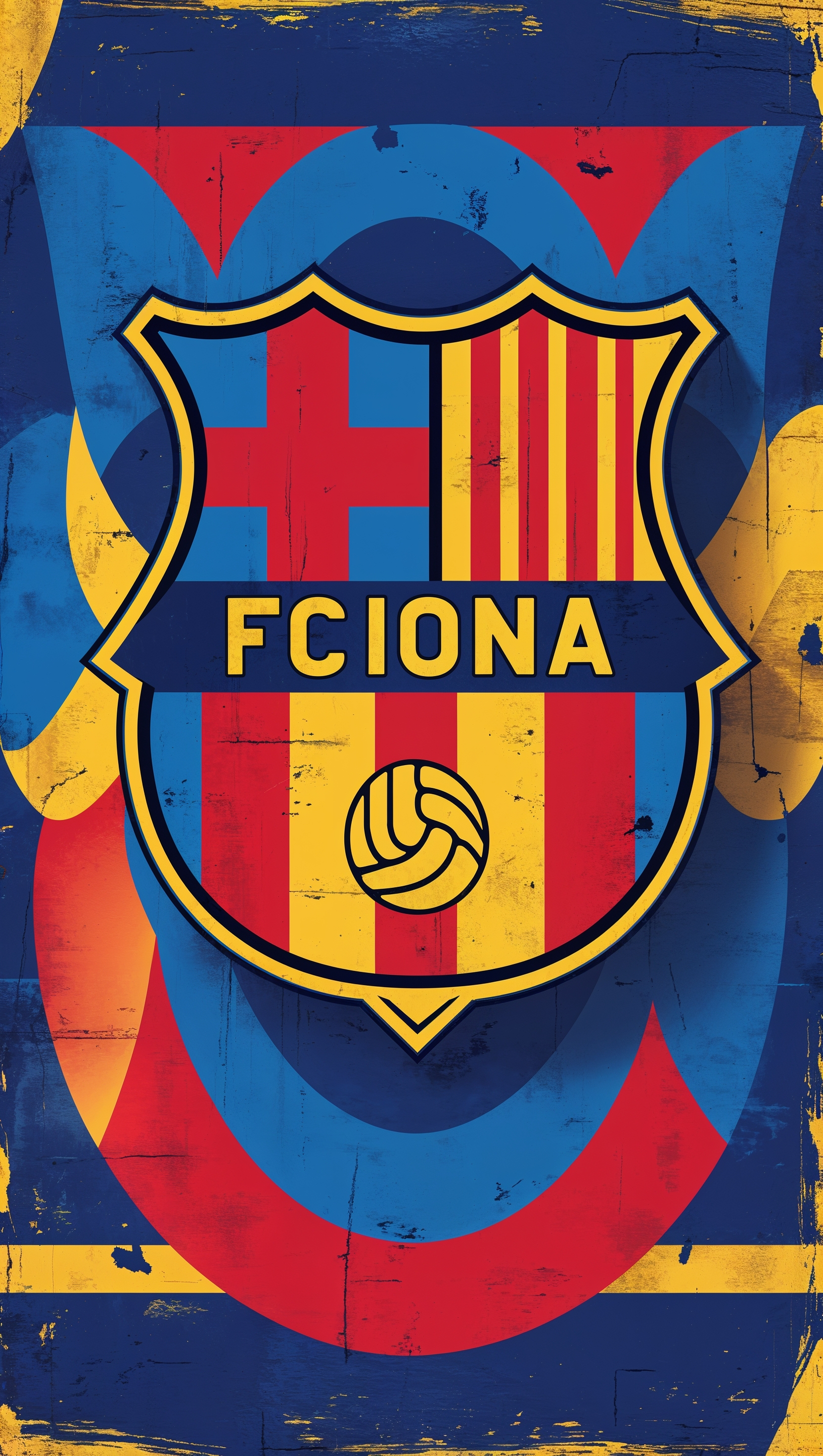 Retro design of FC Barcelona in 1980s style