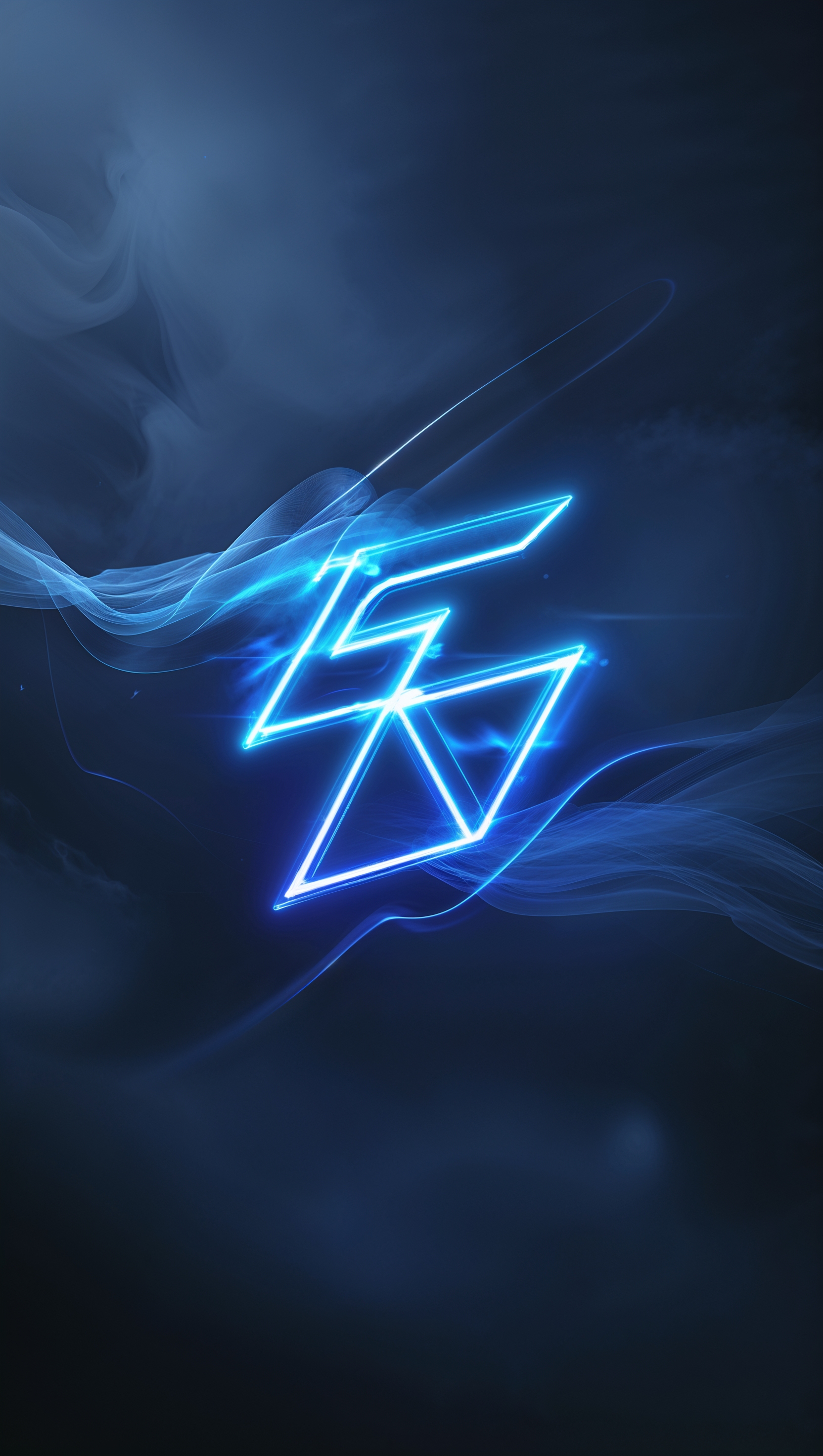 Neon design with glowing logo and dark background