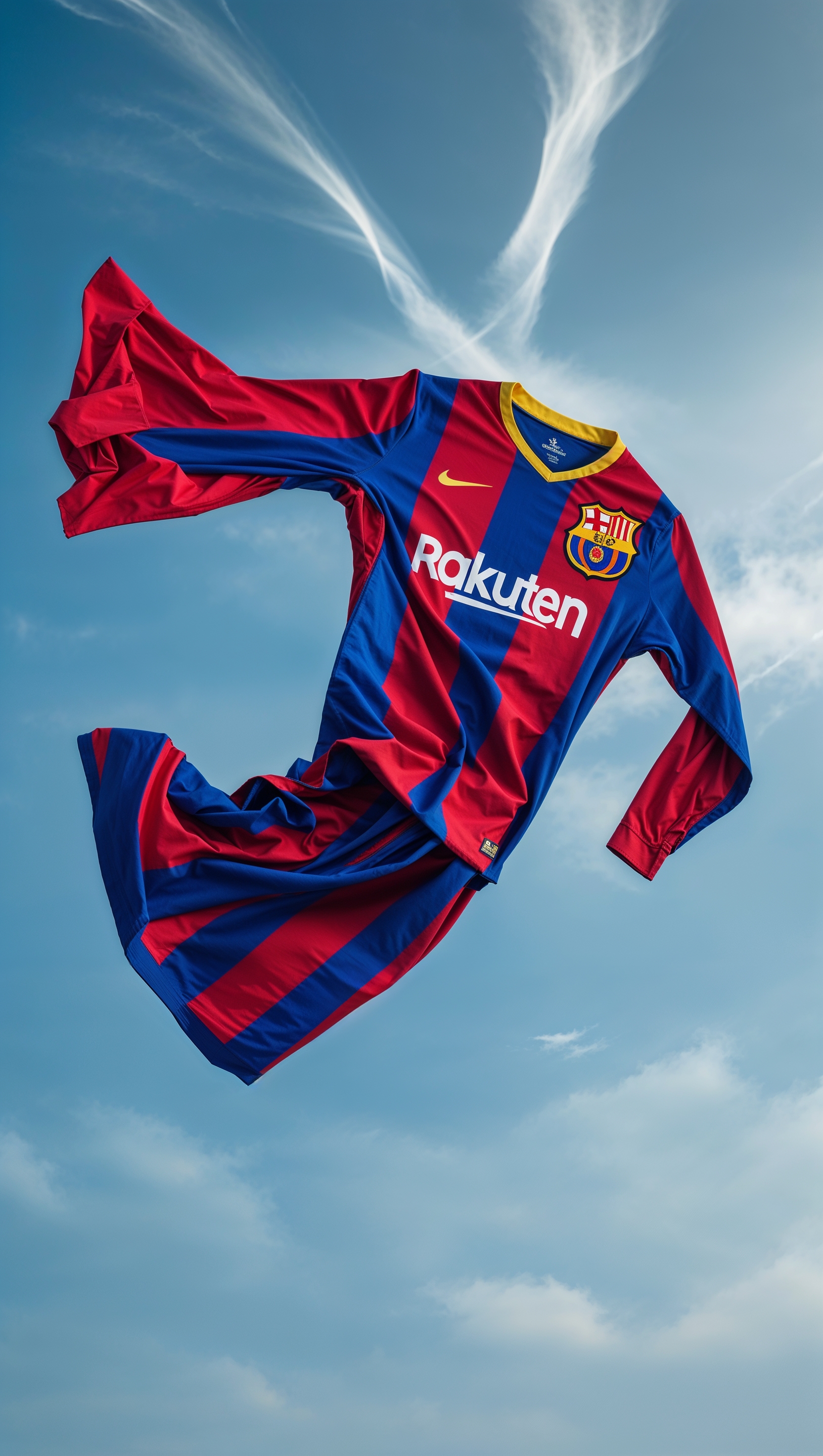 iPhone wallpaper with Barça jersey flowing in the wind