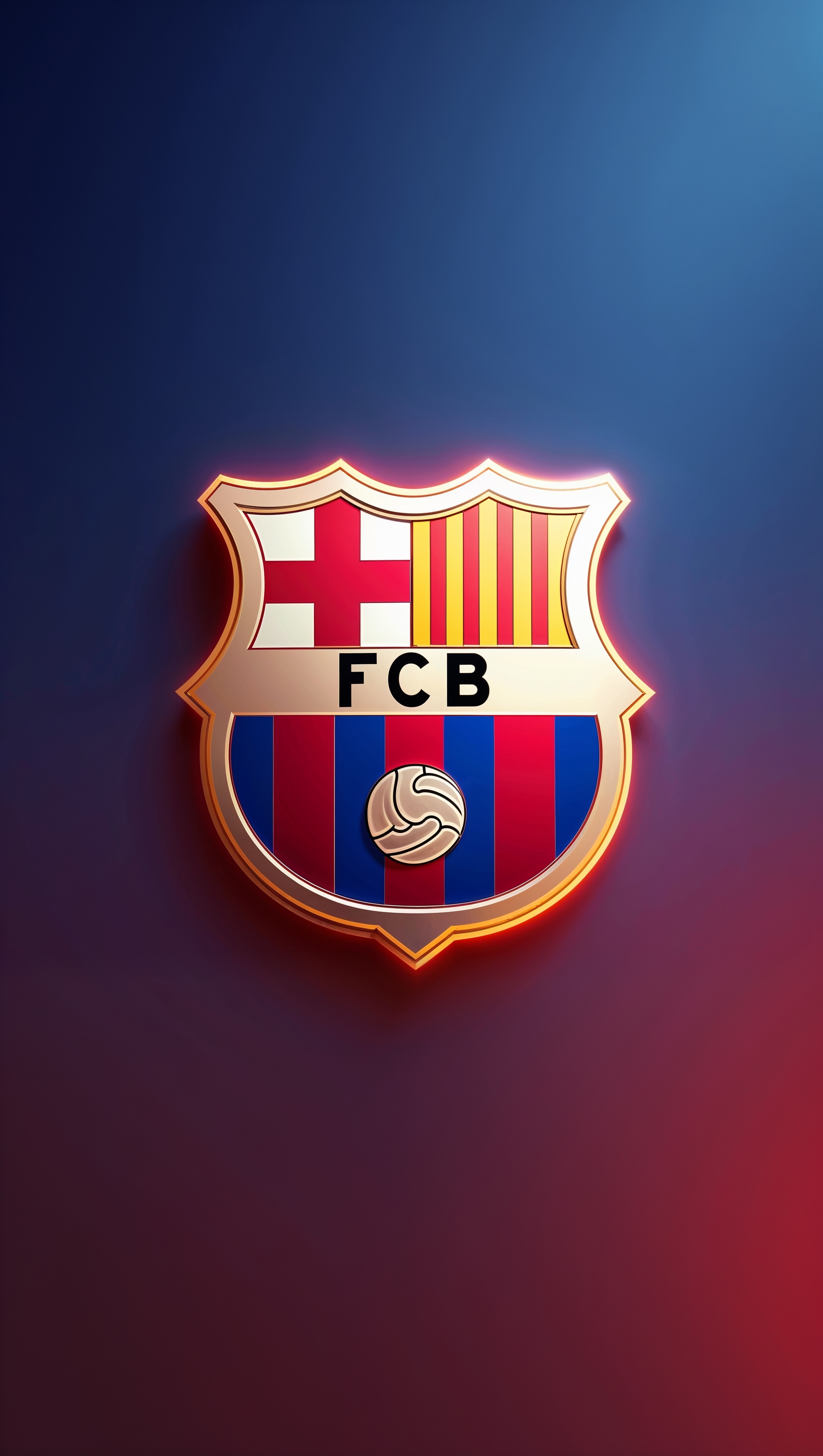 FC Barcelona logo on a blue and garnet background with soft light effects