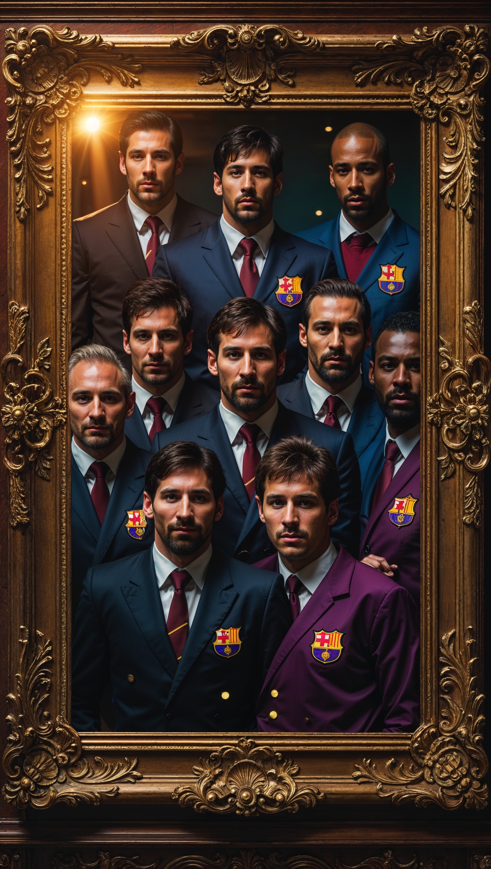 Legendary Barça players in a classic frame