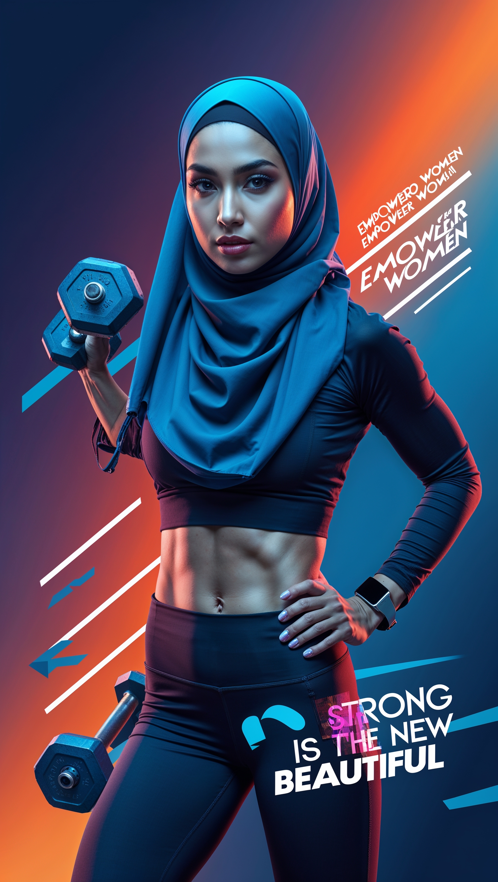Motivational hijab fitness image for iPhone wallpaper