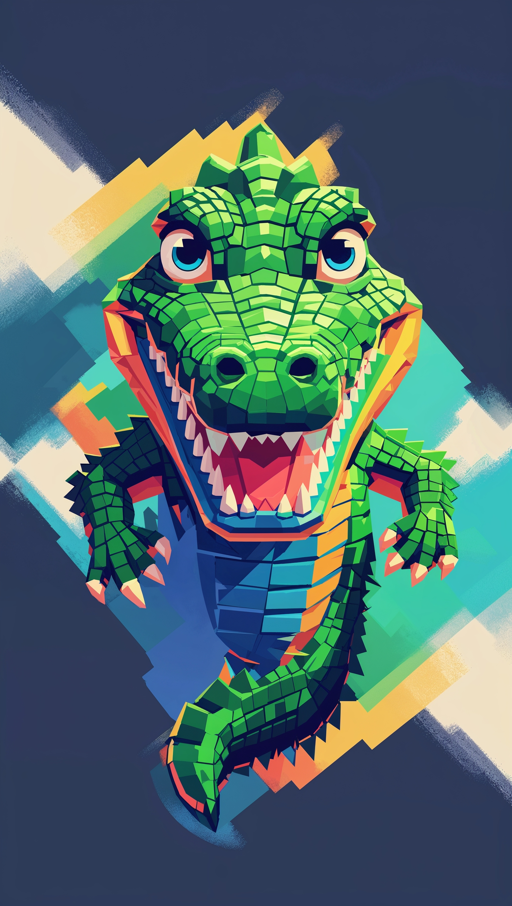 iPhone wallpaper with pixel art alligator