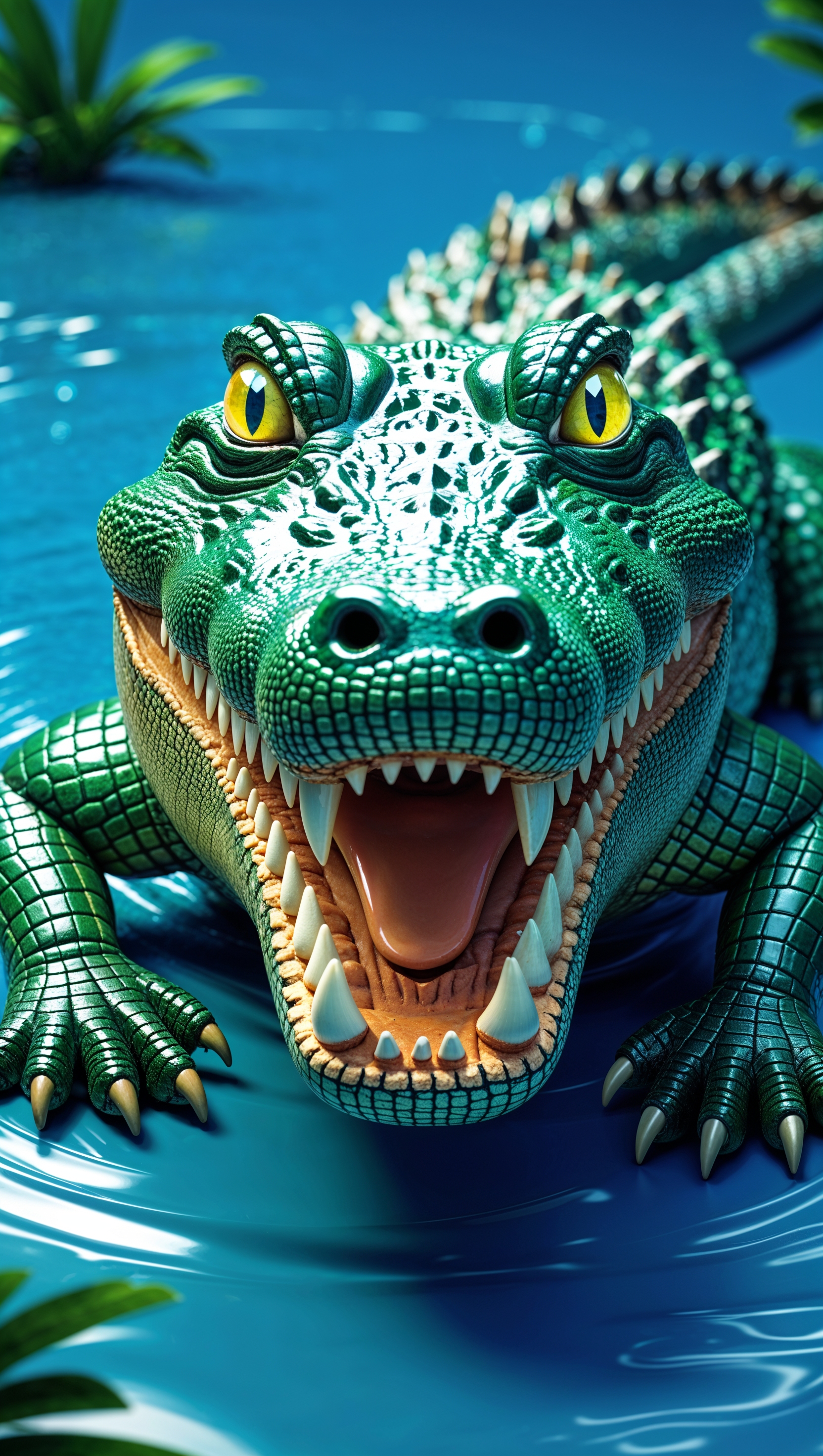 3D style iPhone wallpaper with alligator