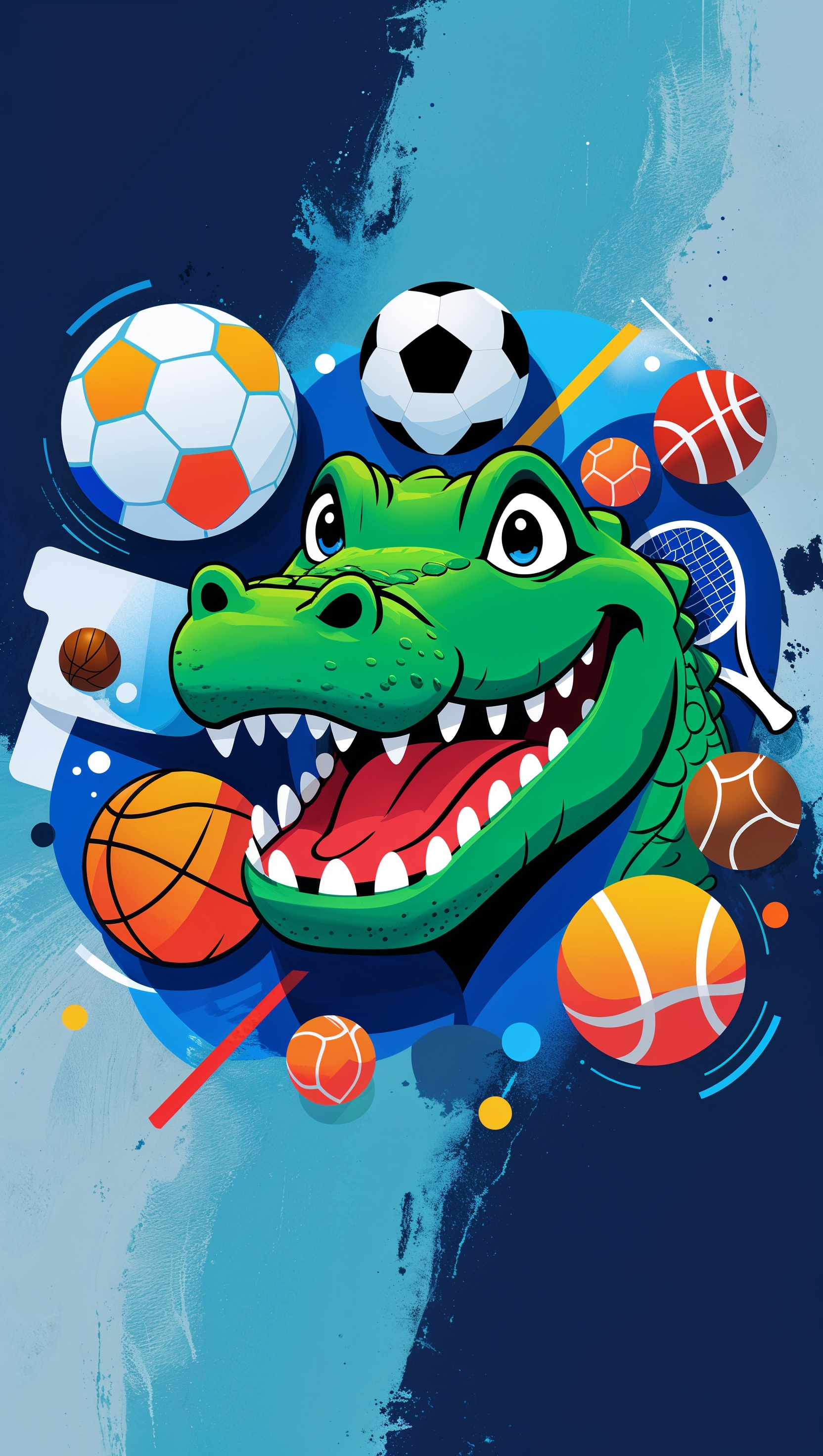 iPhone wallpaper with alligator and various sports icons