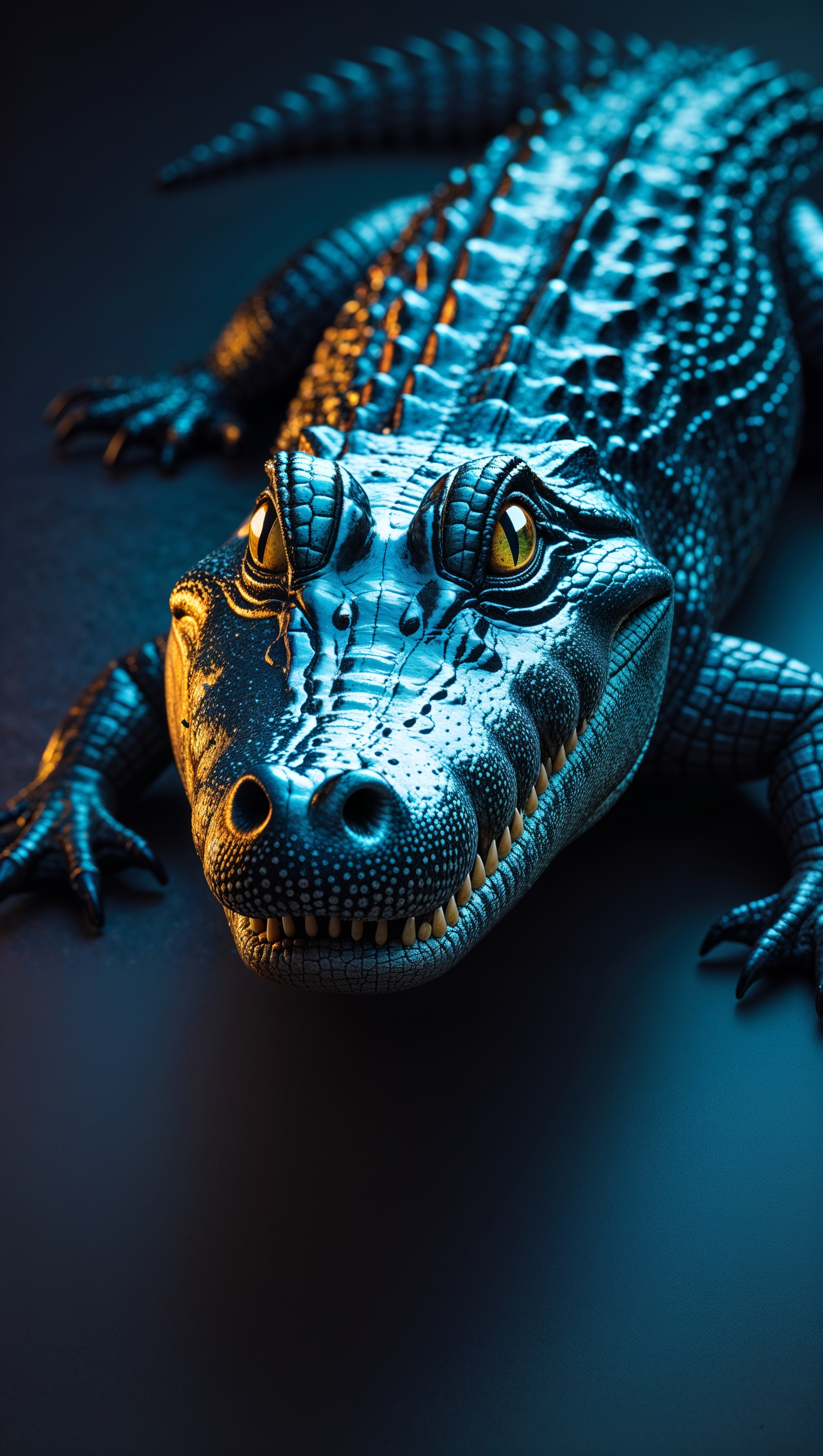 Cinematic lighting effect iPhone wallpaper with alligator