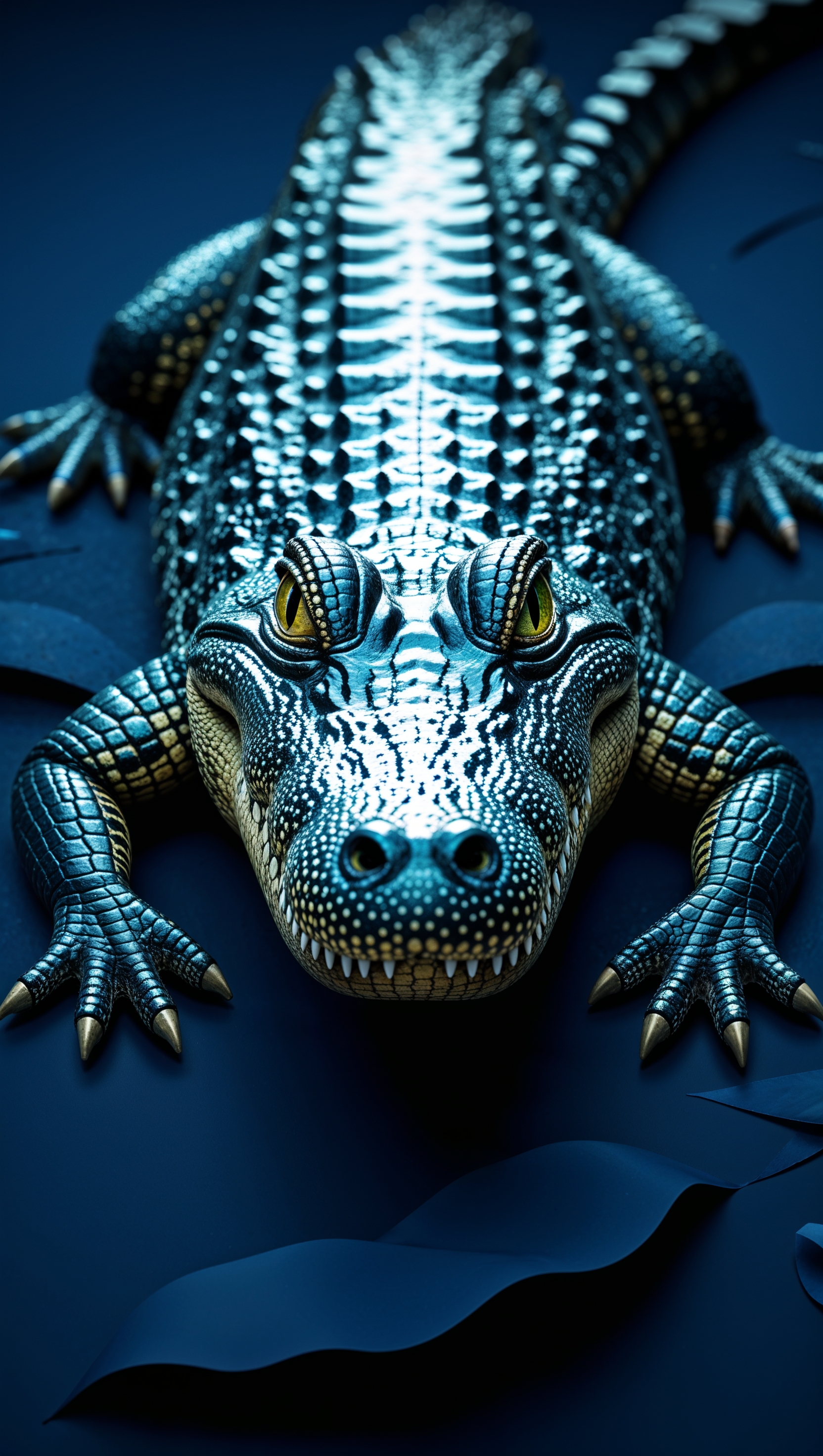 iPhone wallpaper with alligator and dark blue background
