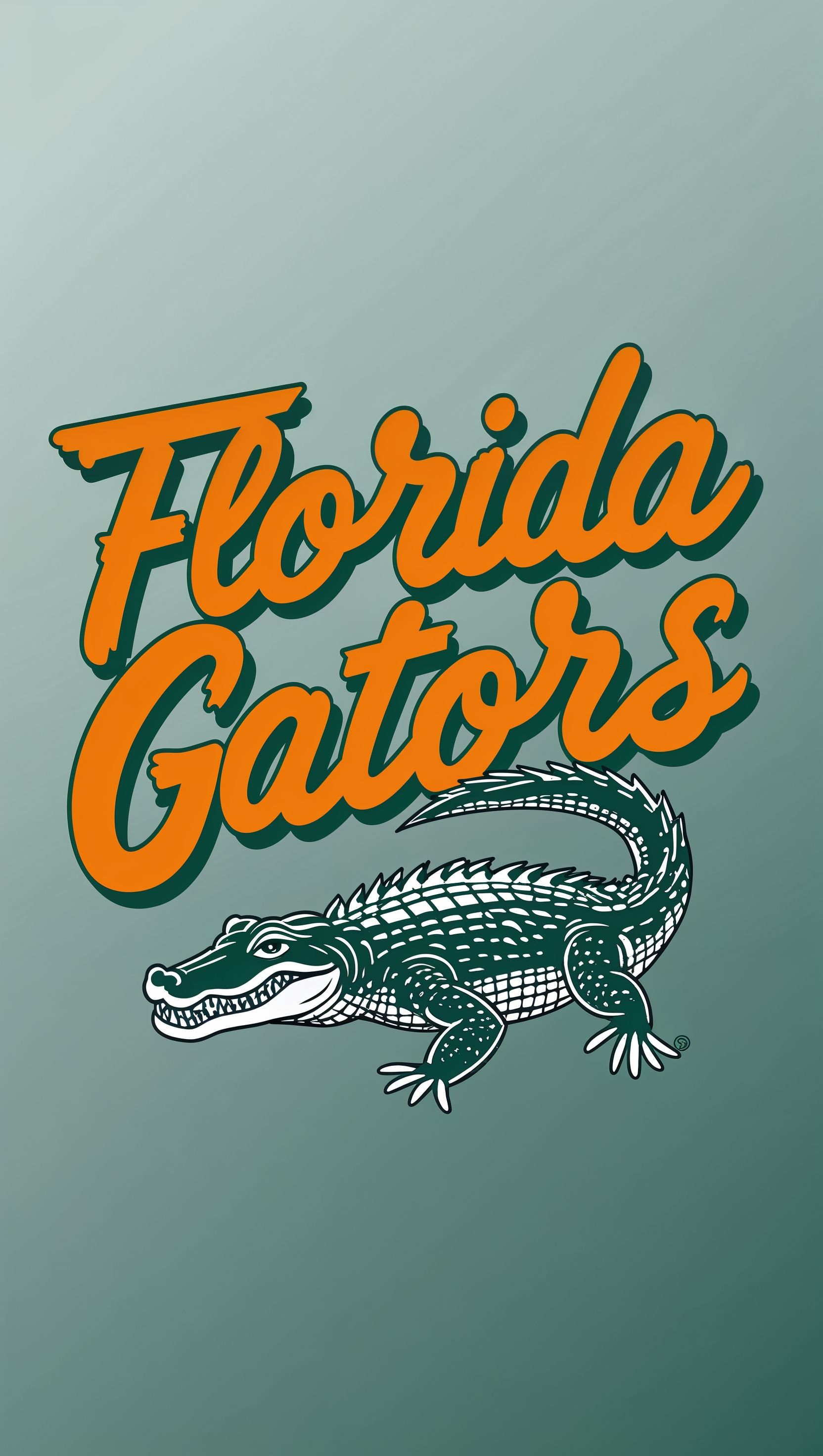 Handwritten text Florida Gators iPhone wallpaper with alligator