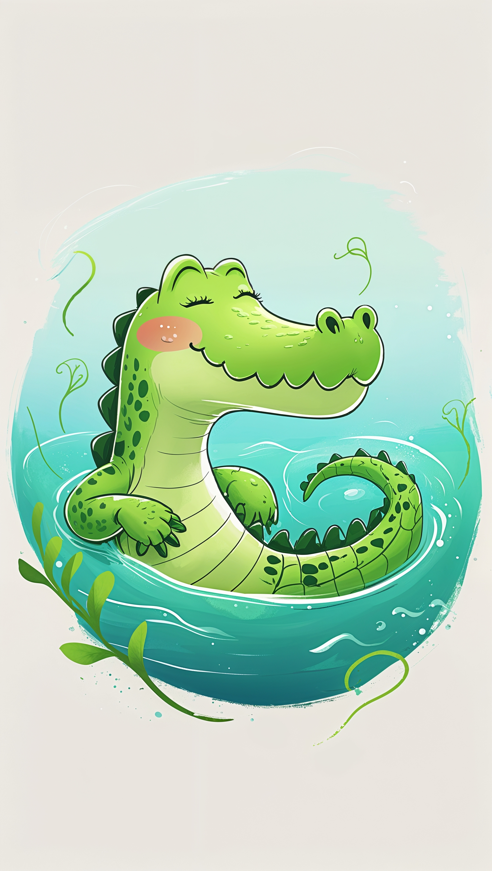 iPhone wallpaper with a cartoon alligator swimming
