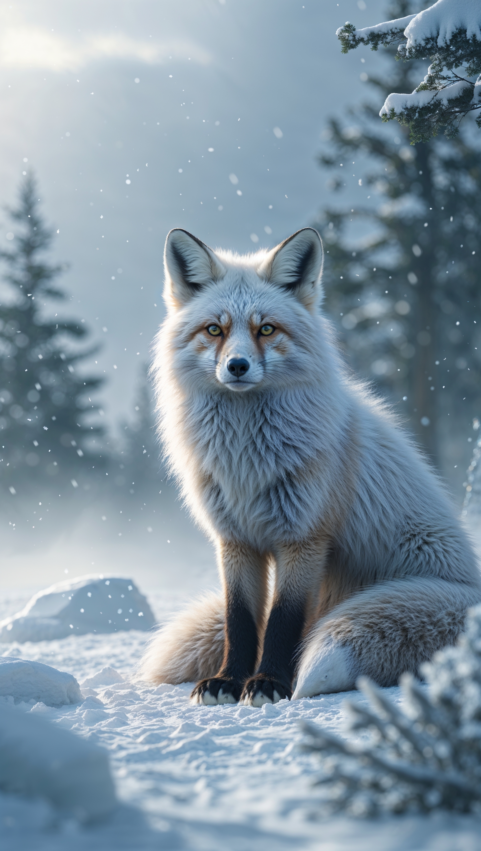Arctic fox in snowy nature