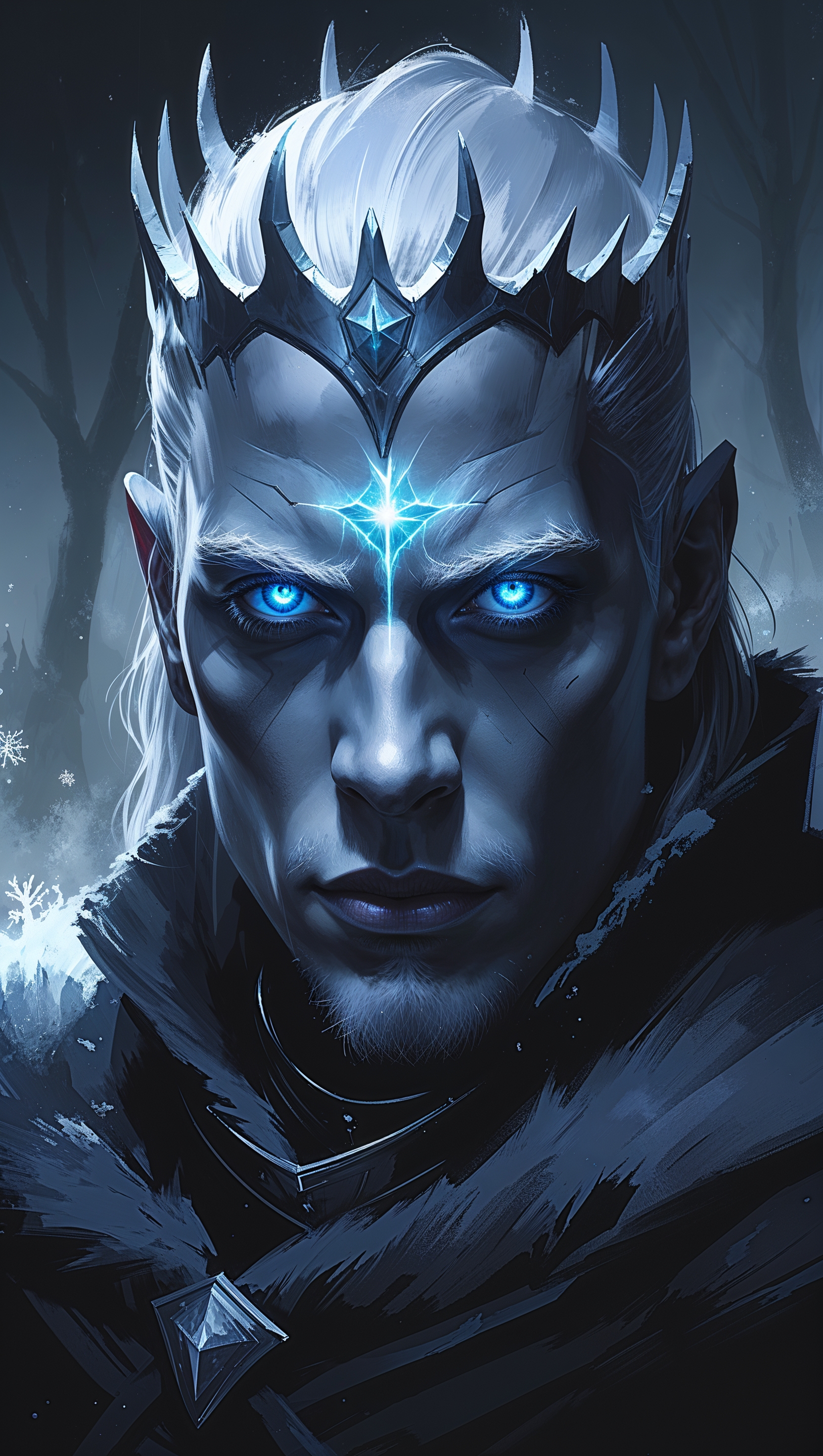 The Night King with glowing blue eyes, iPhone wallpaper