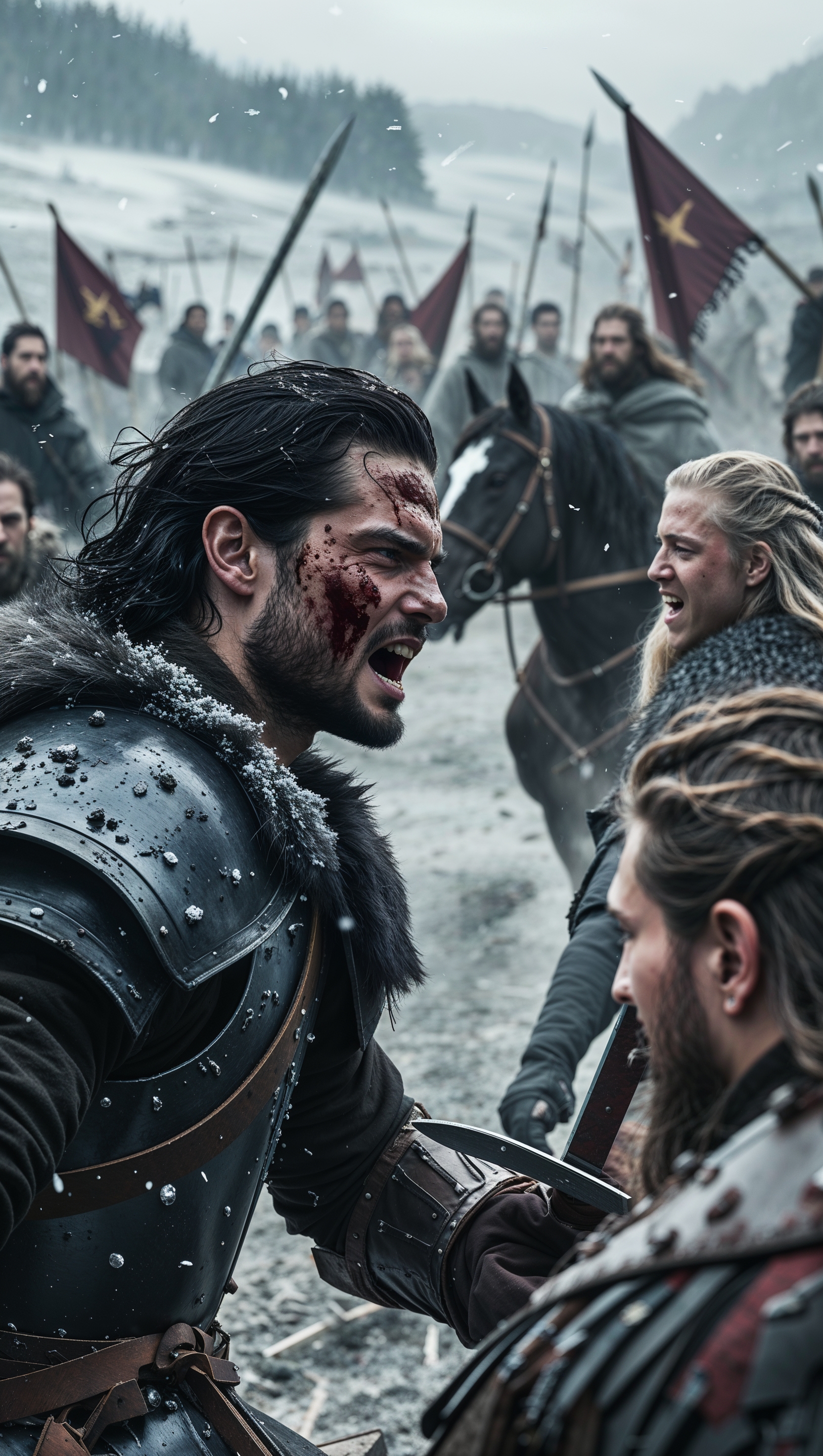 Battle of the Bastards scene, realistic iPhone wallpaper