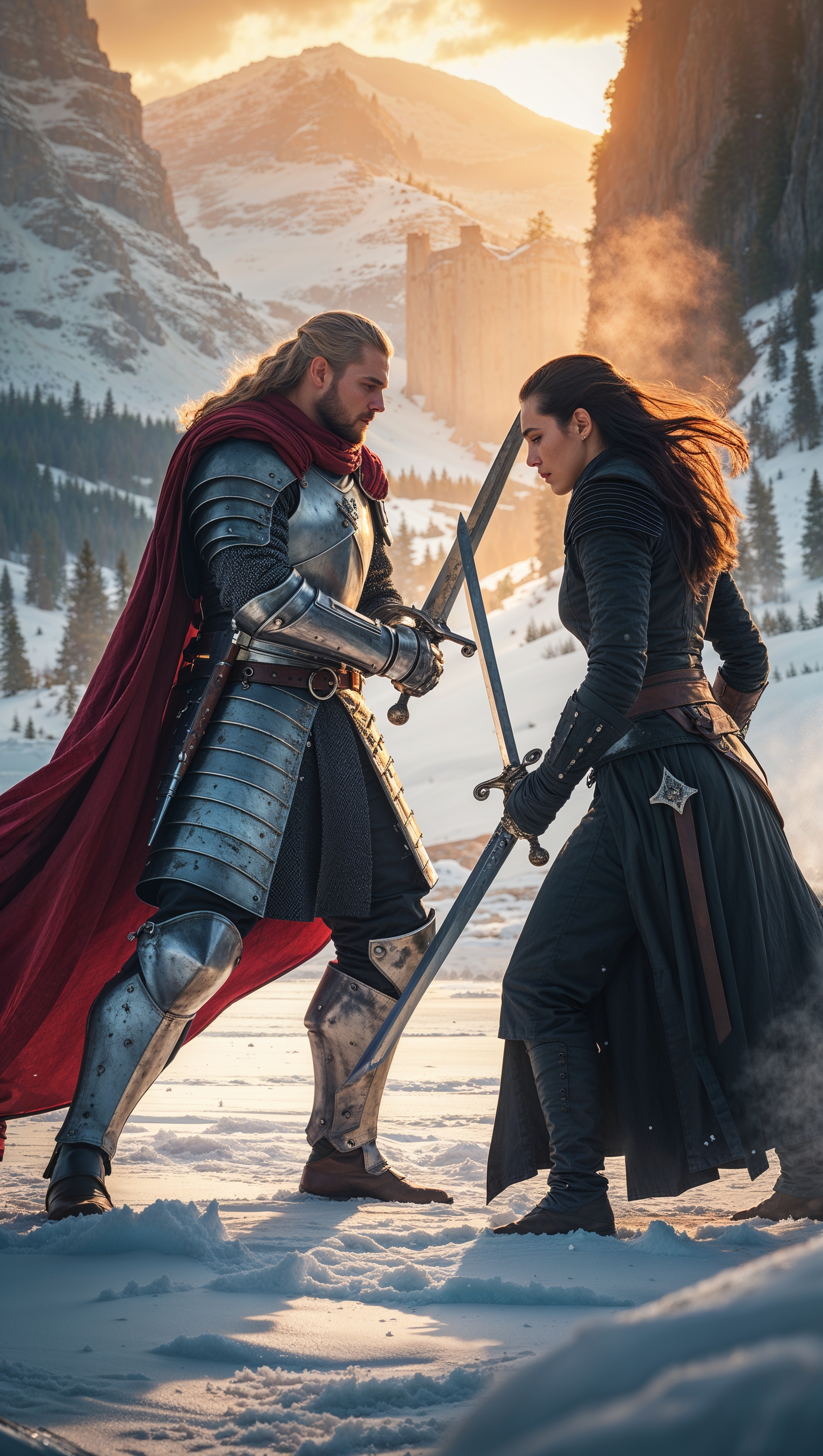Epic duel scene in Westeros, iPhone wallpaper