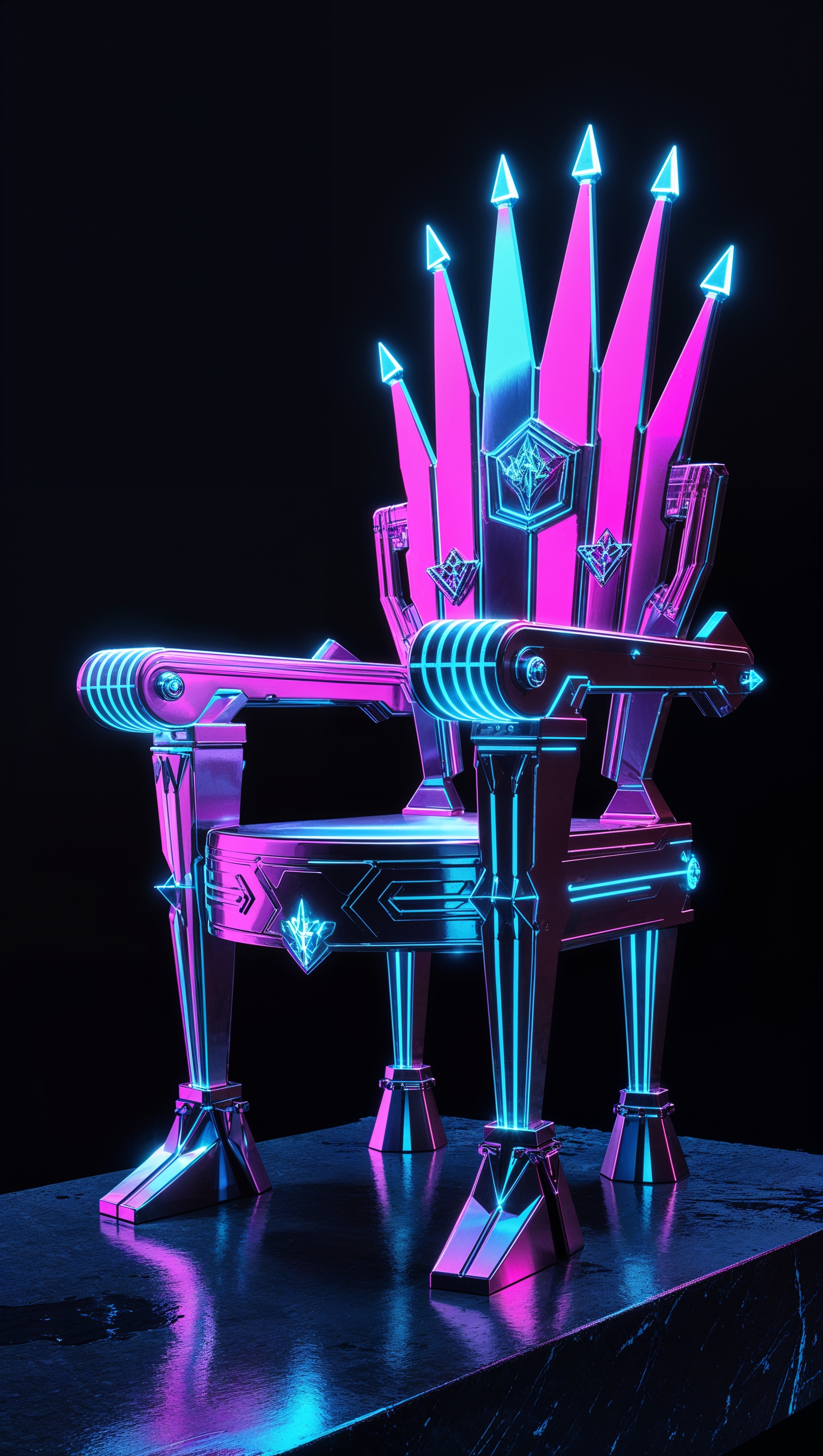 Neon-style modern Iron Throne design for iPhone wallpaper