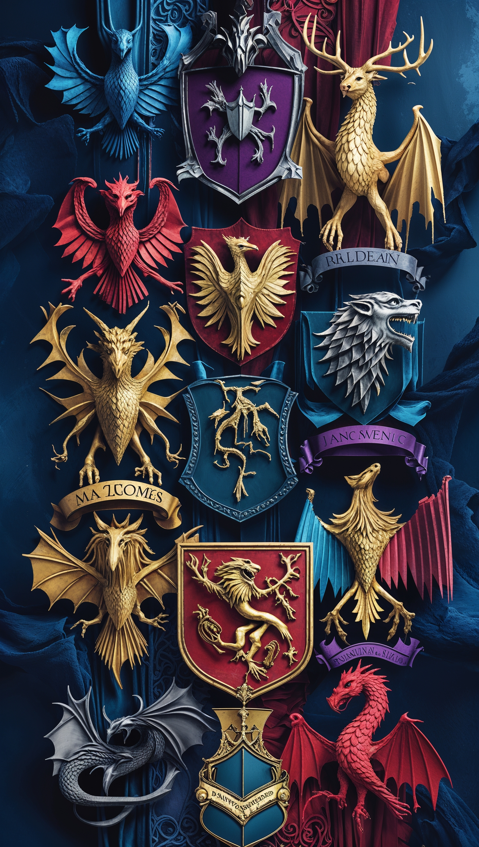 iPhone wallpaper combining all major houses of the series