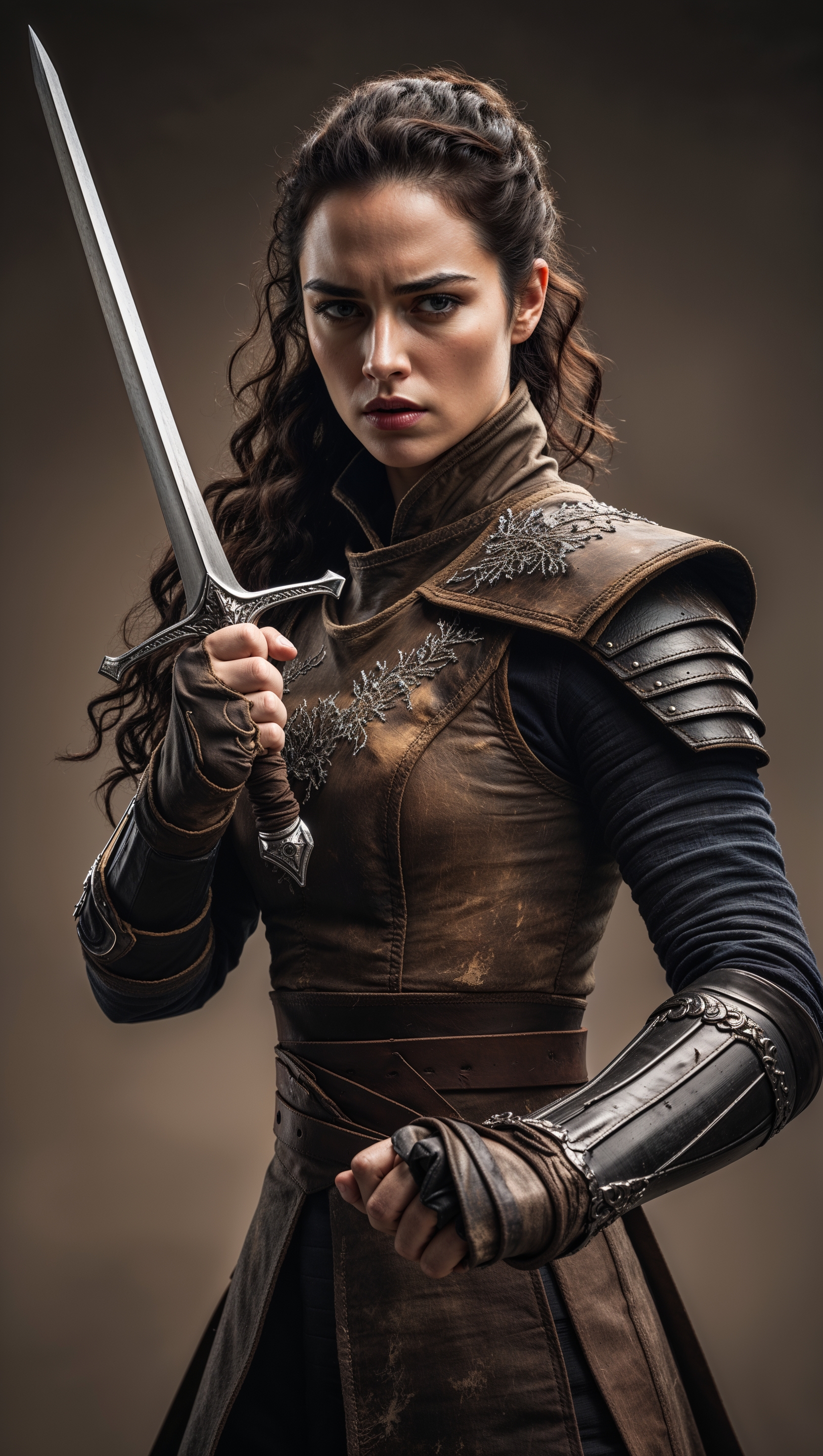 Arya Stark in a fighting pose, iPhone wallpaper