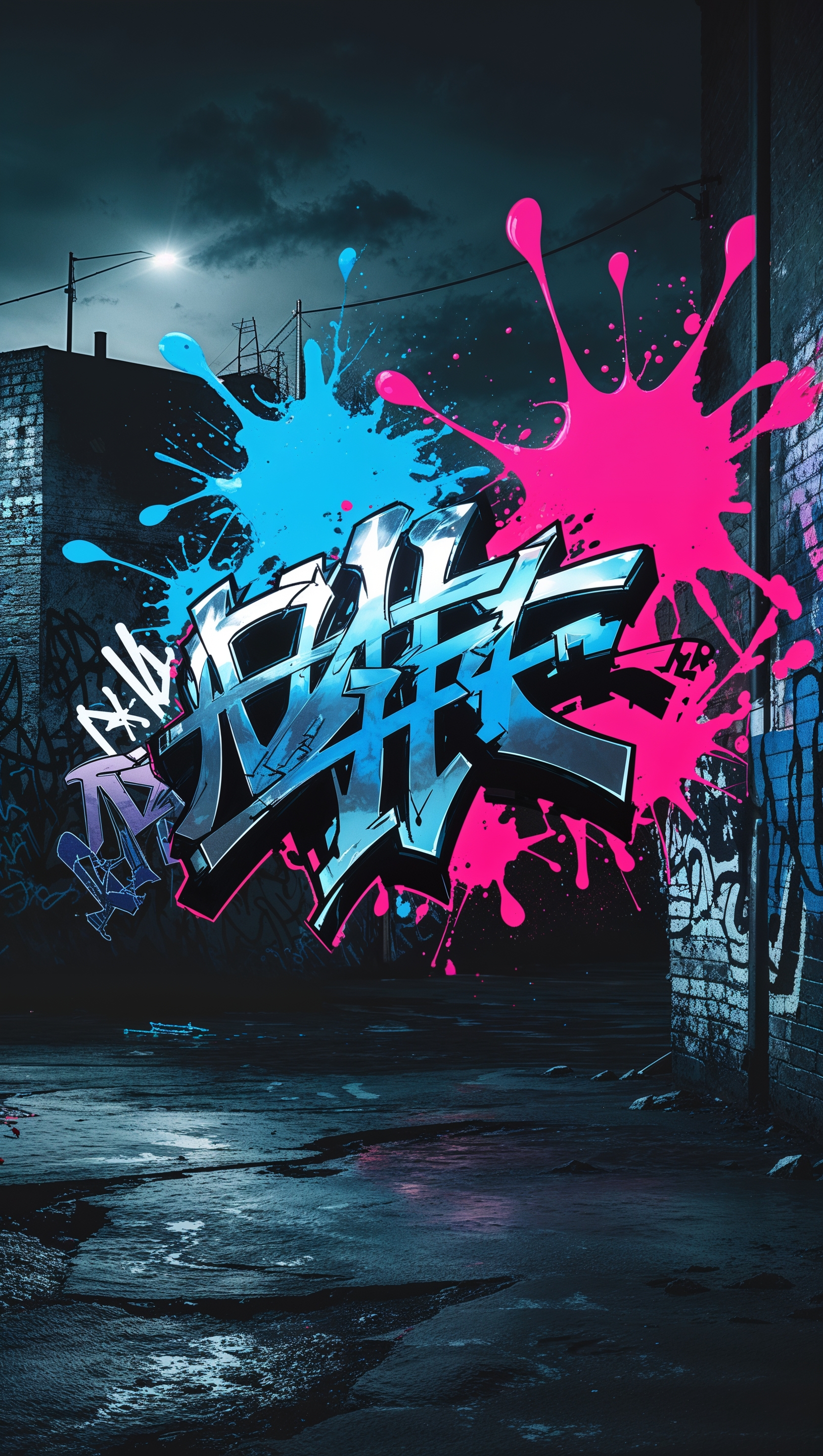 A gangster-style wallpaper with urban design and graffiti for iPhone
