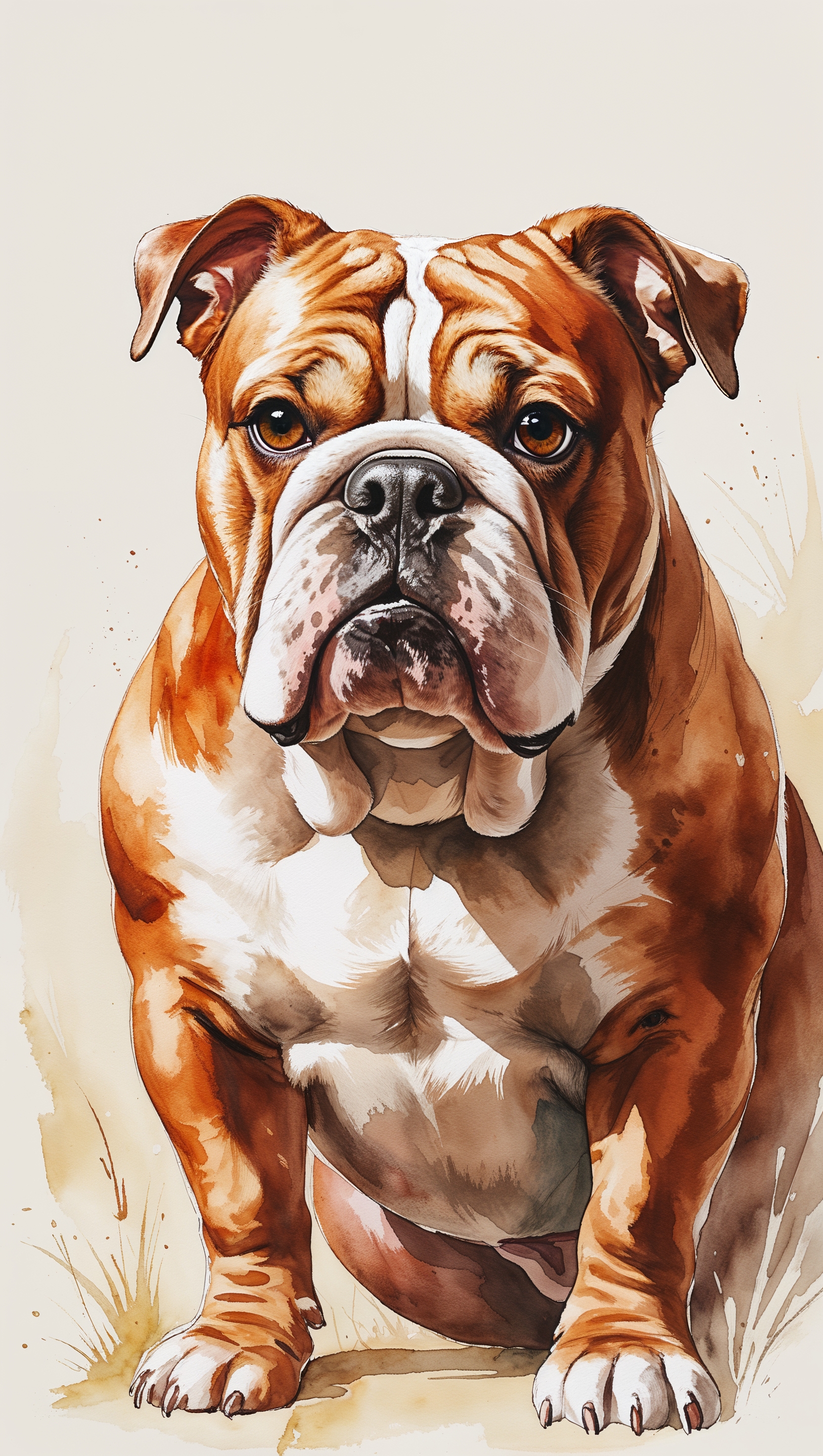Georgia Bulldog in watercolor painting style