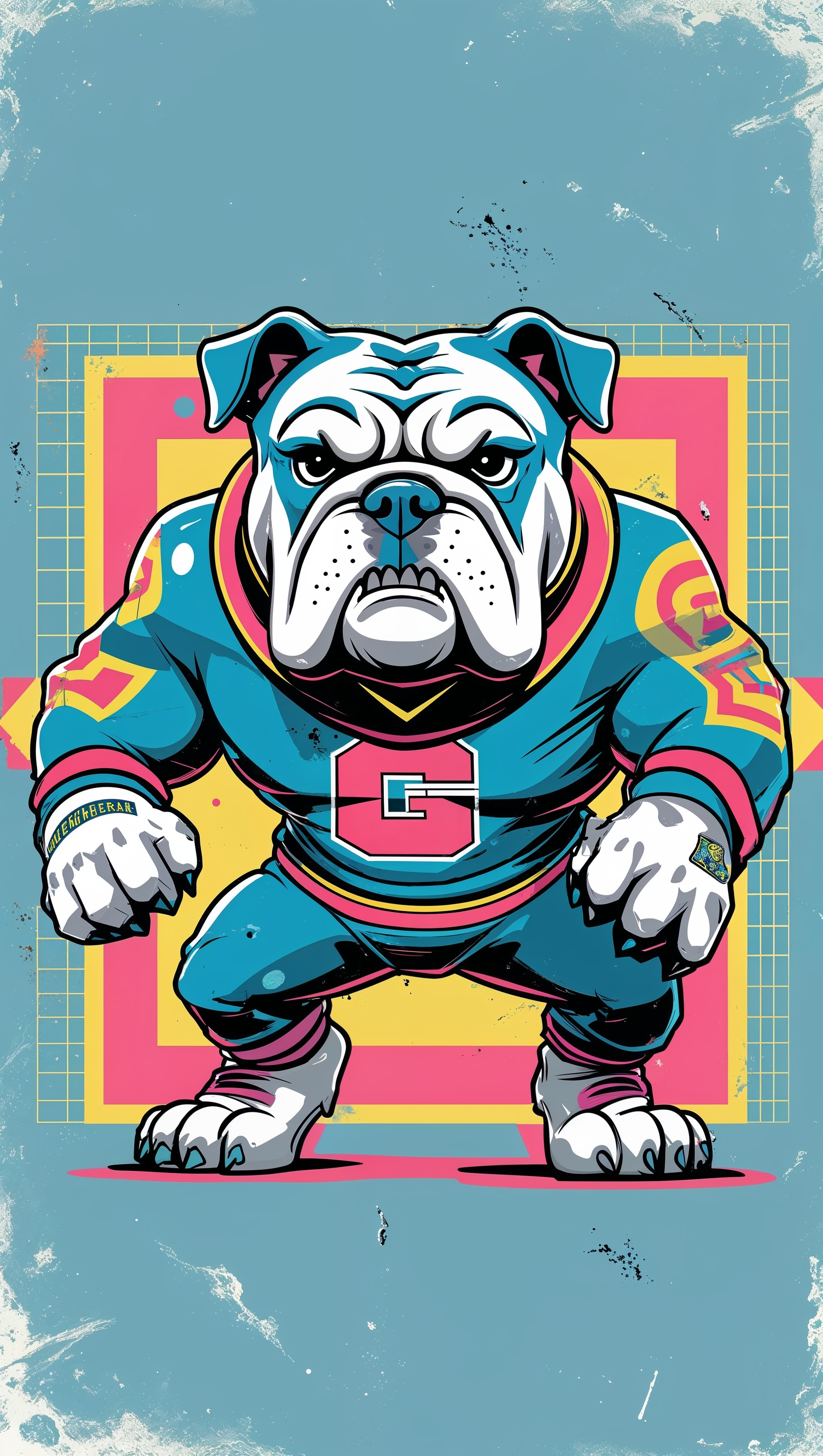 Georgia Bulldog in 1980s retro style
