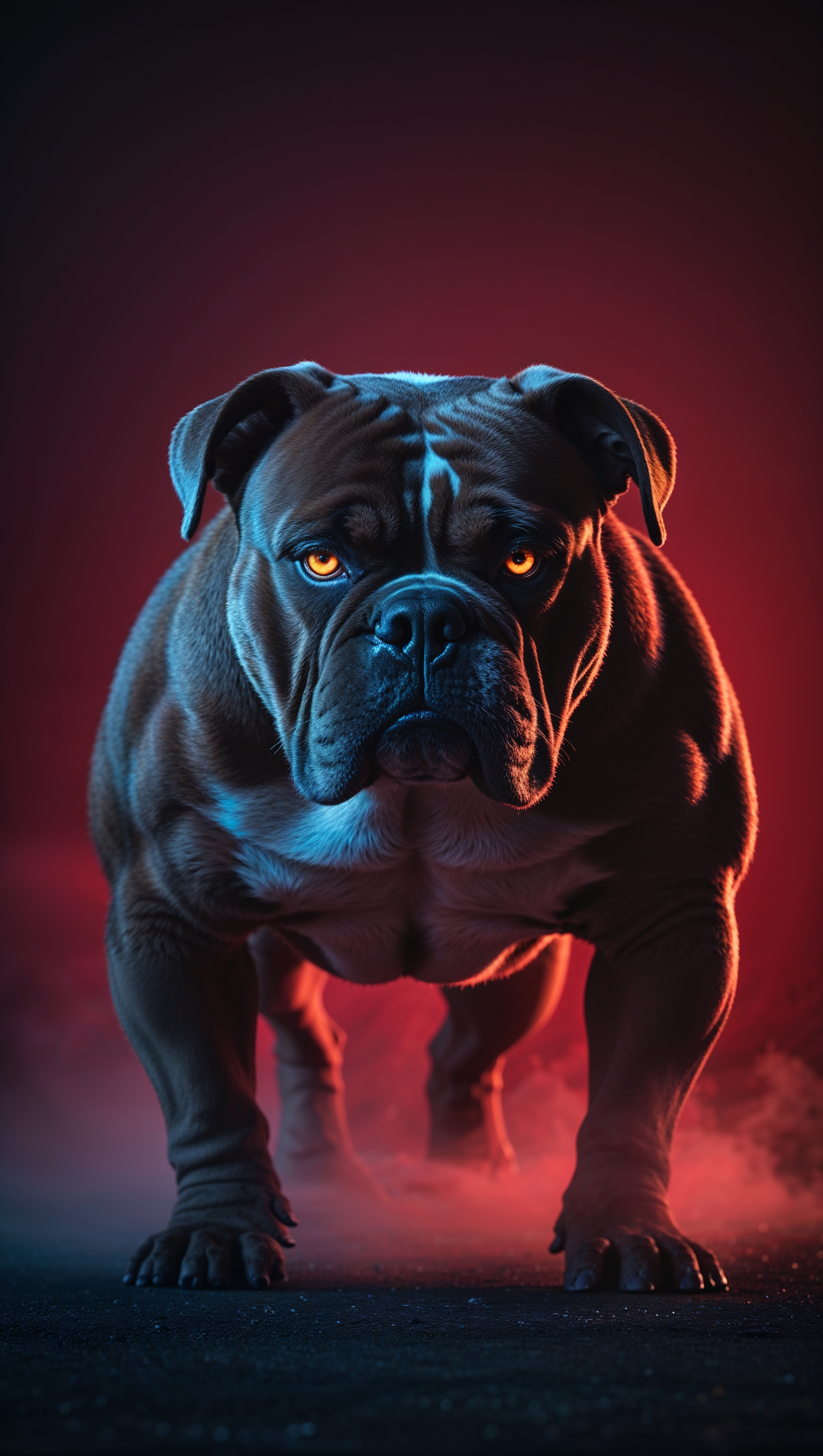 Shadowy Georgia Bulldog in red lighting