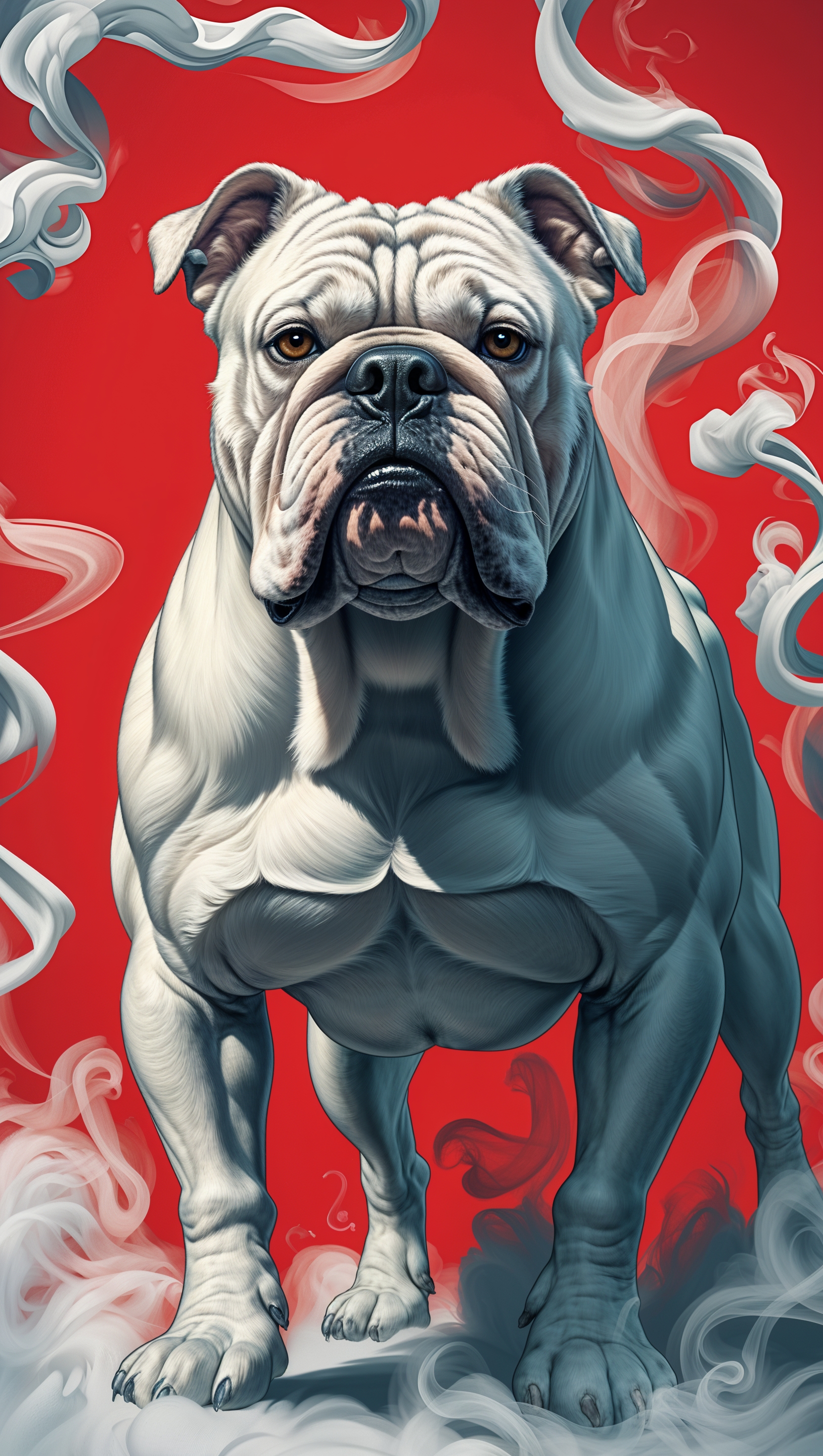 Georgia Bulldog with red background and smoke