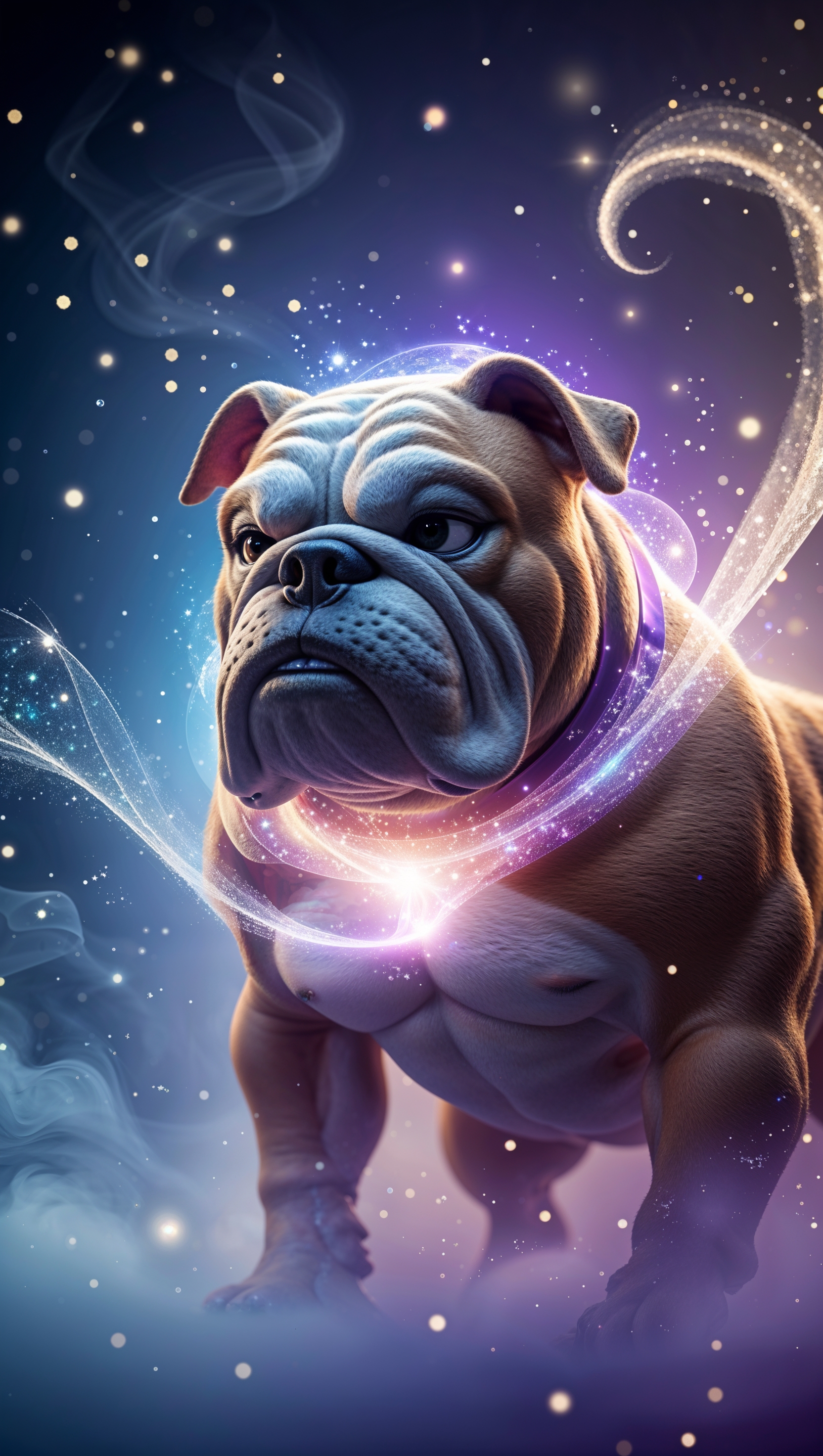 Fantasy Georgia Bulldog wallpaper with magical light effects