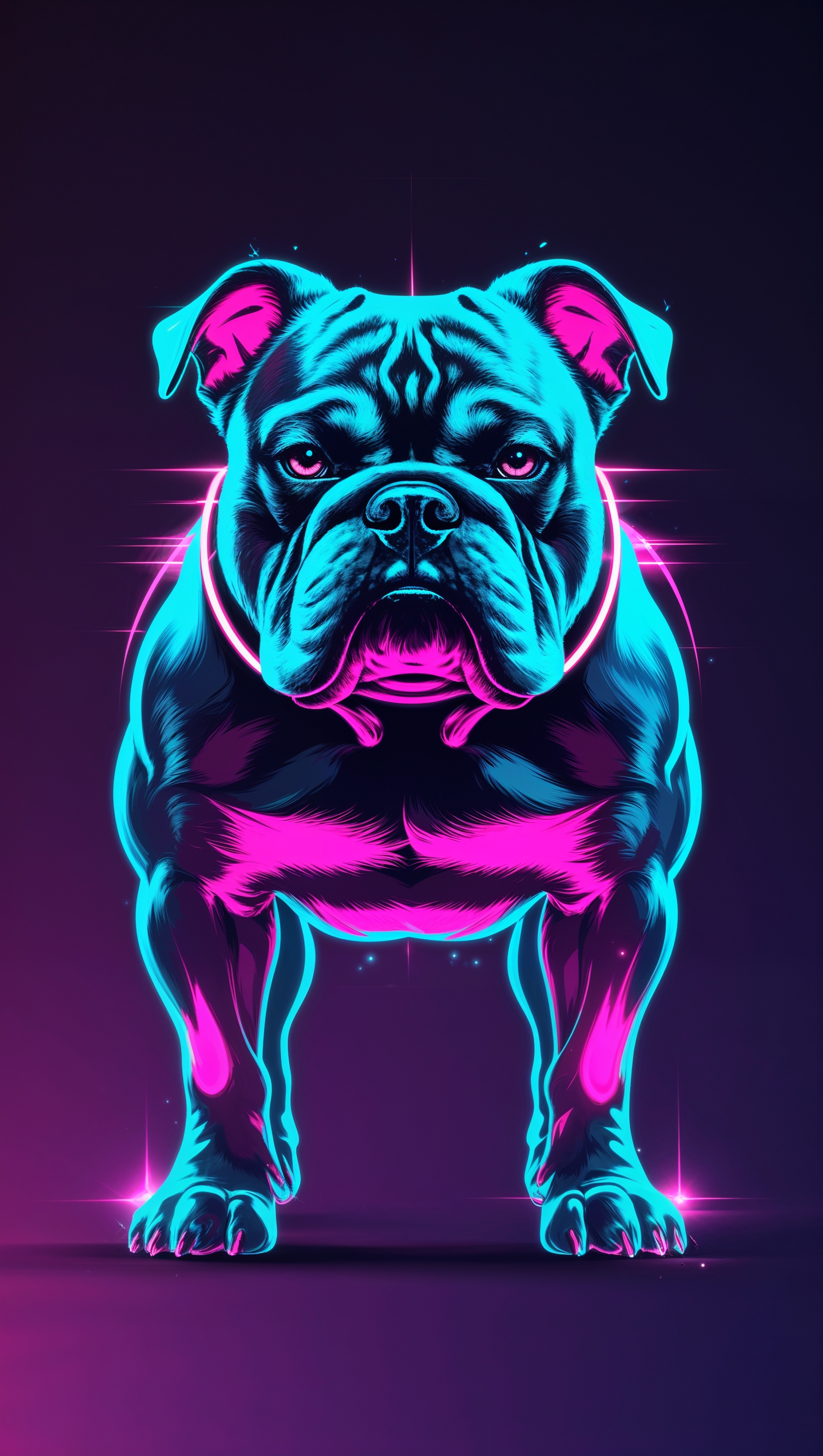 Georgia Bulldog in neon style with glowing effects