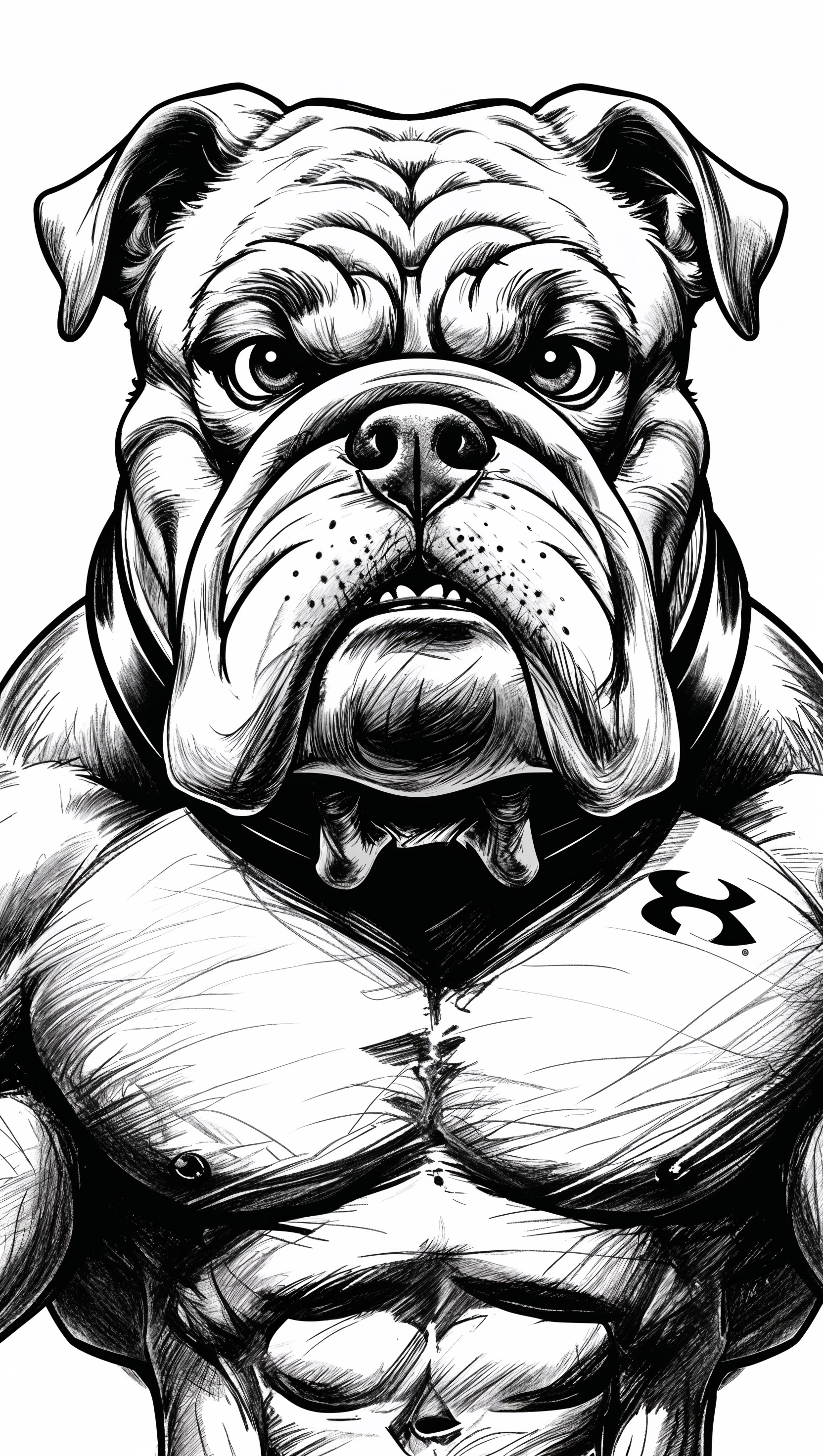 Black and white sketch of Georgia Bulldog for iPhone