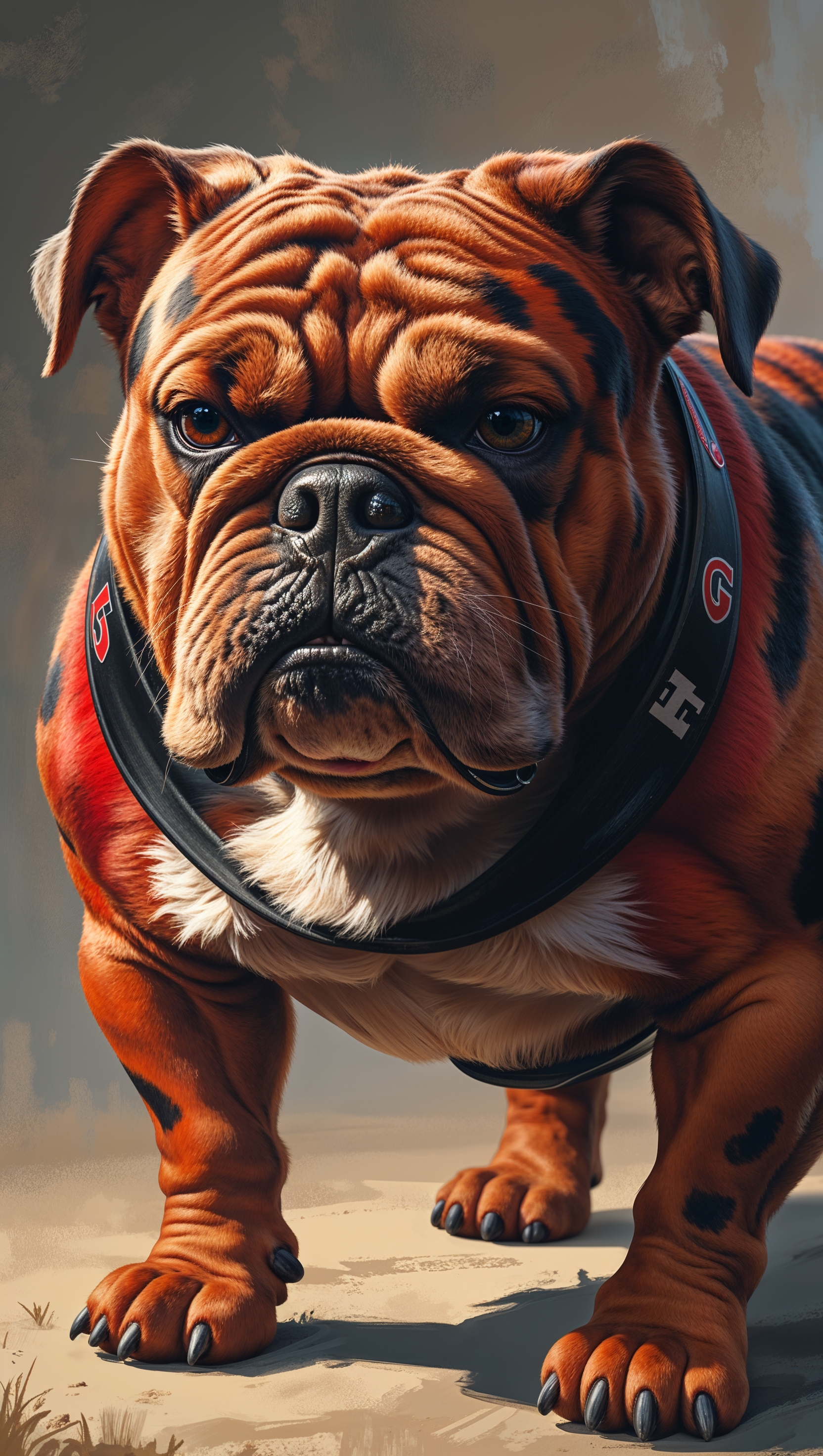 Digital painting of Georgia Bulldog in realistic style
