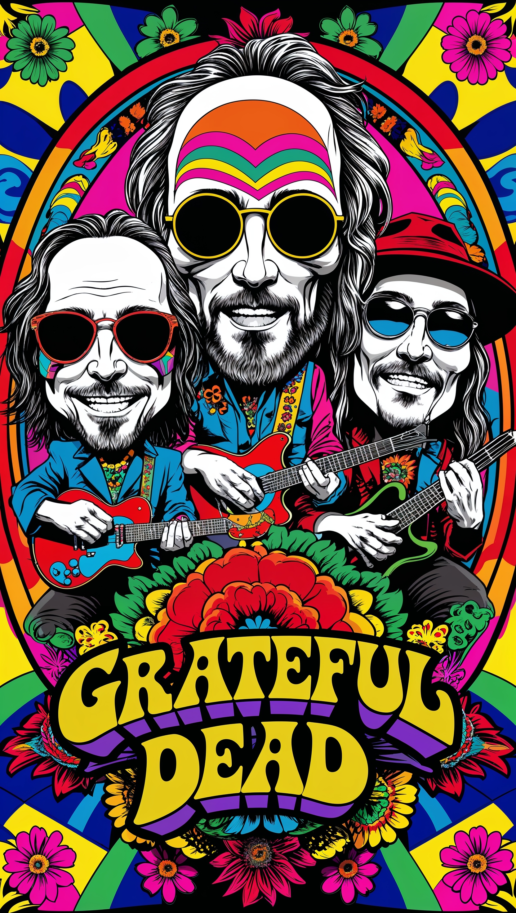 Pop-art design with Grateful Dead characters