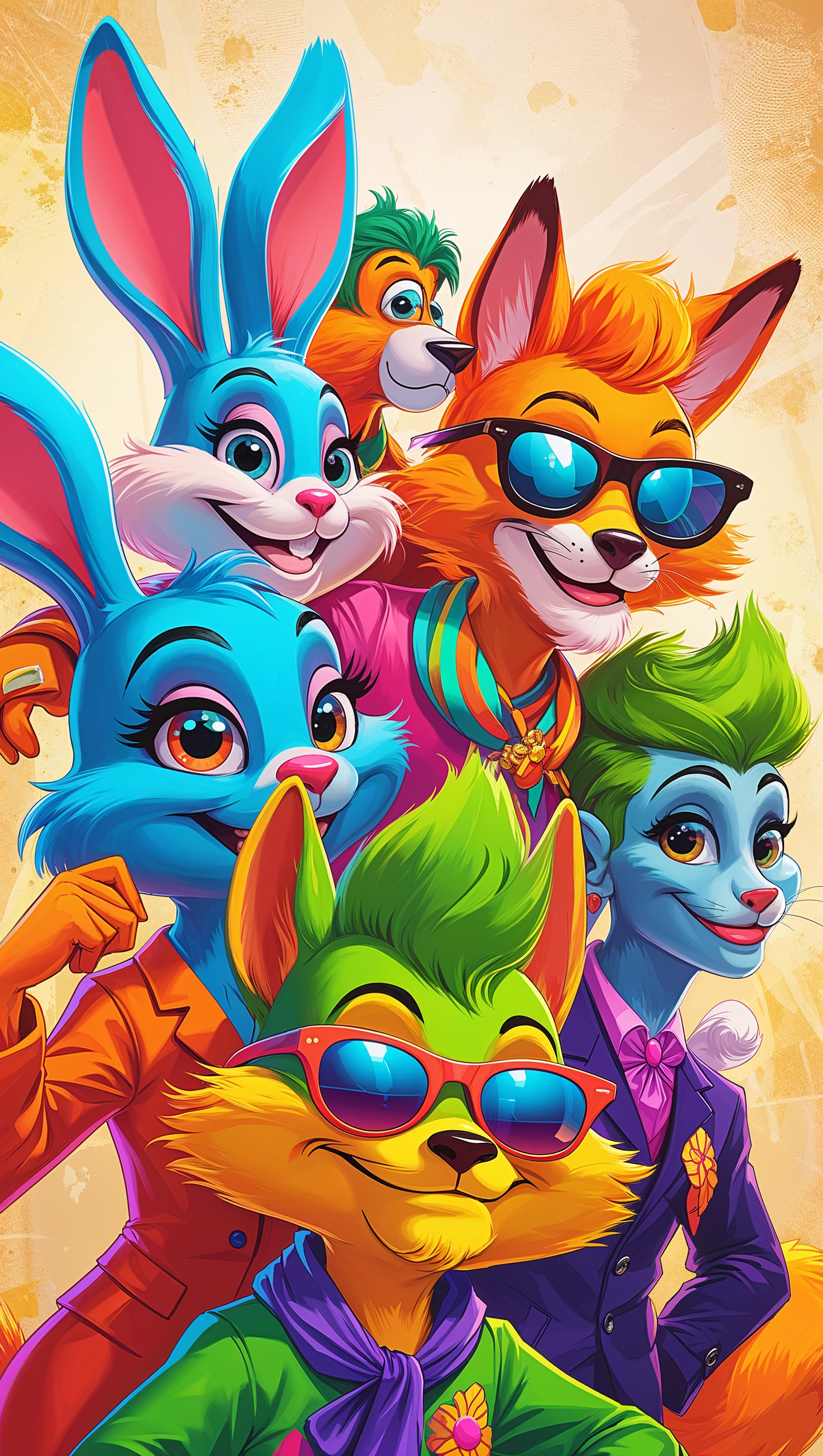 60s-style cartoon animals