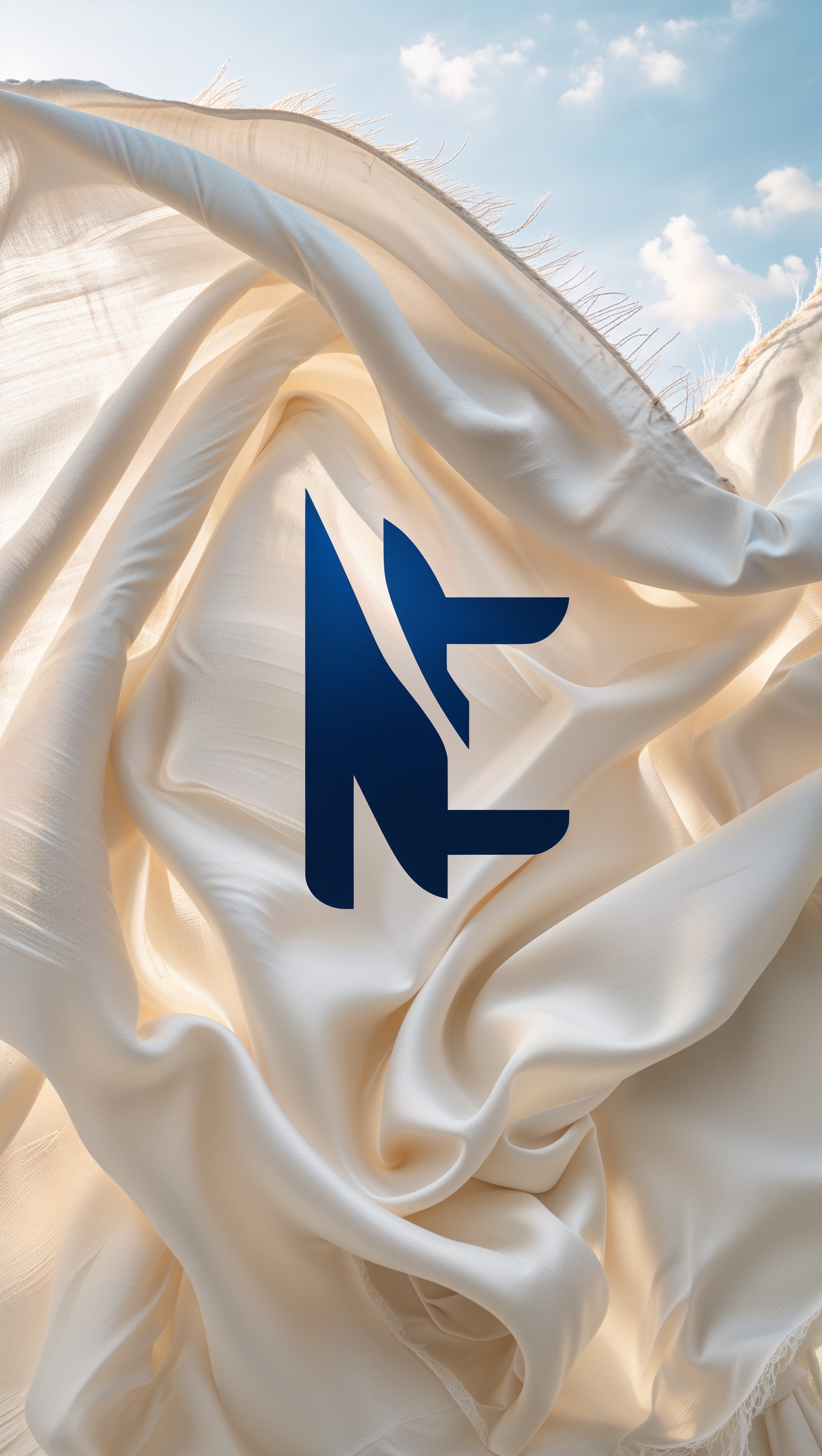 Logo on a fabric blowing in the wind
